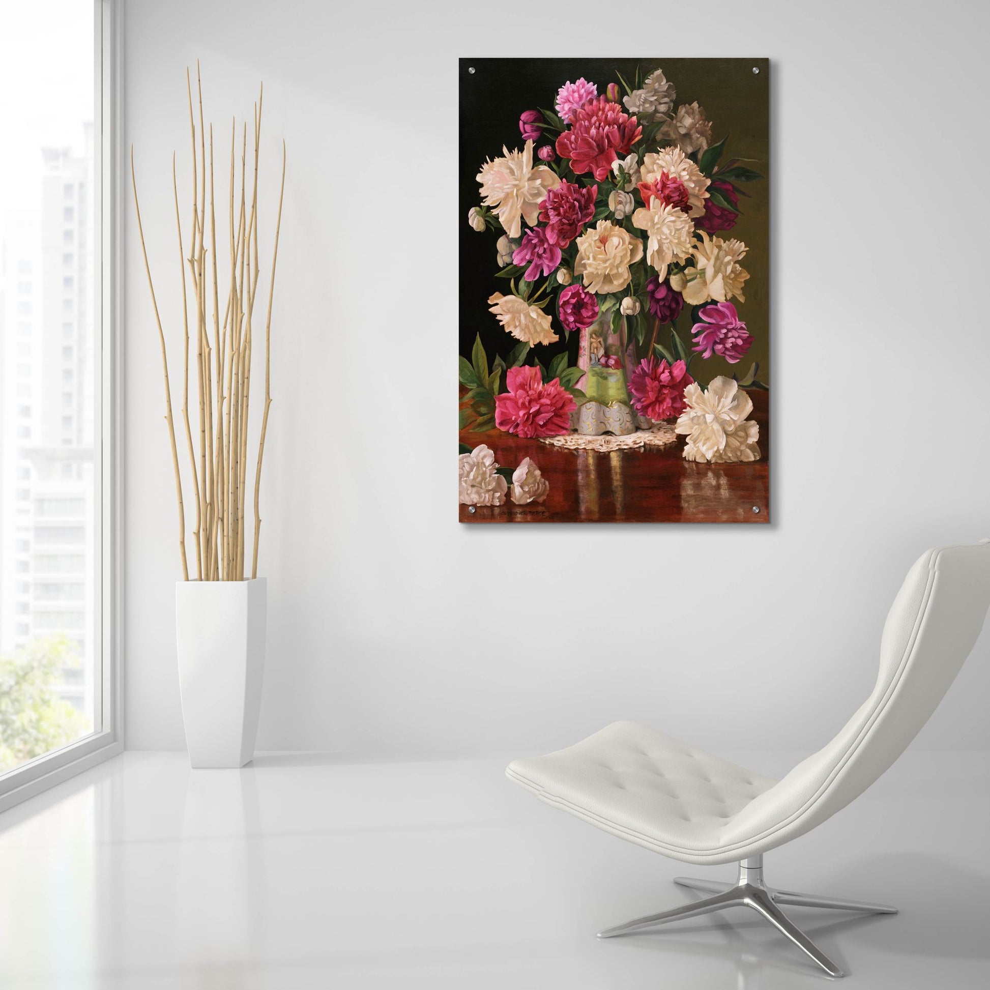 Epic Art 'Red And White Peonies' by Christopher Pierce, Acrylic Glass Wall Art,24x36