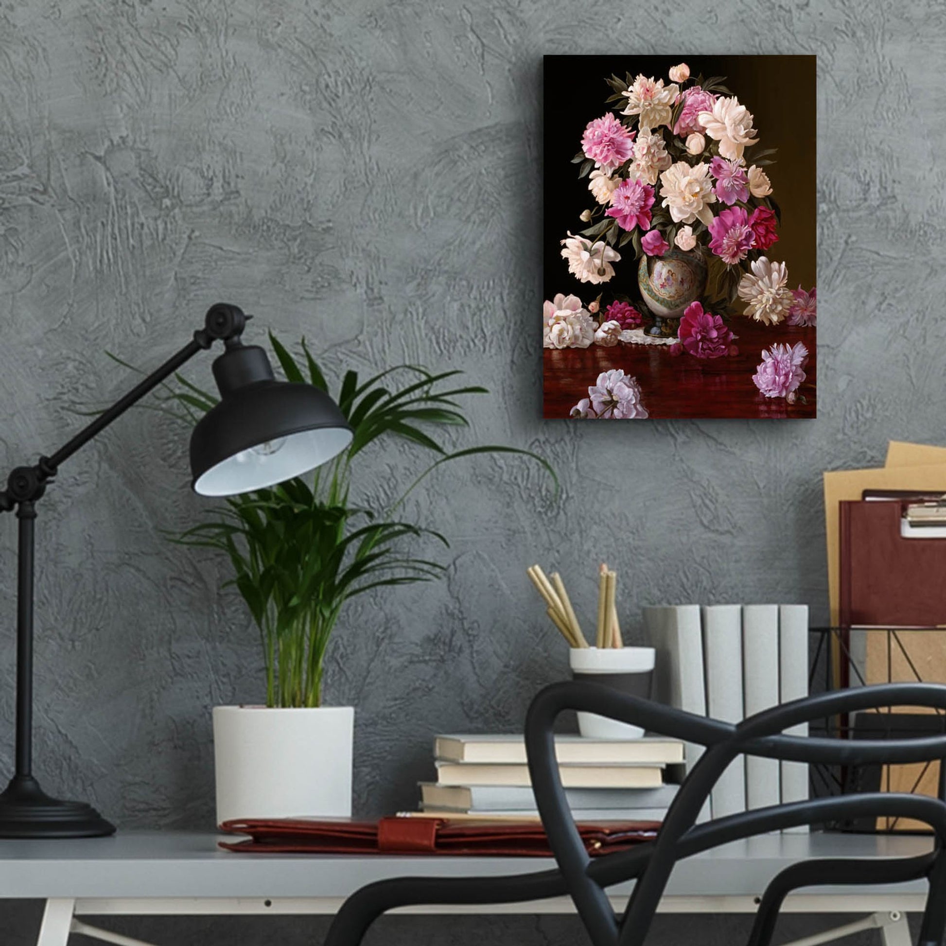 Epic Art 'Peonies In A Japanese Vase' by Christopher Pierce, Acrylic Glass Wall Art,12x16