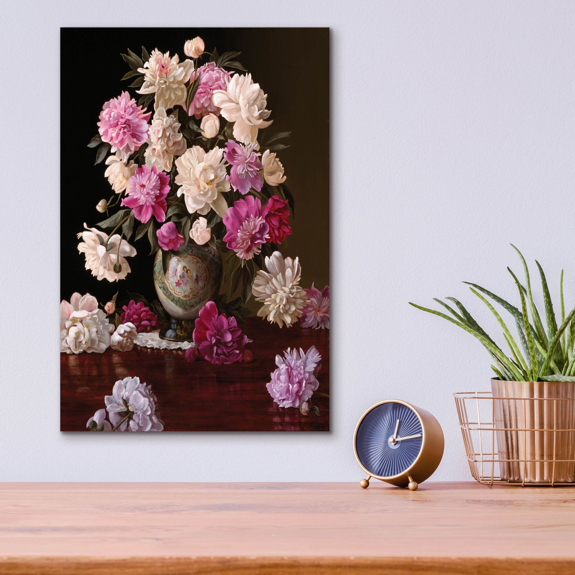 Epic Art 'Peonies In A Japanese Vase' by Christopher Pierce, Acrylic Glass Wall Art,12x16