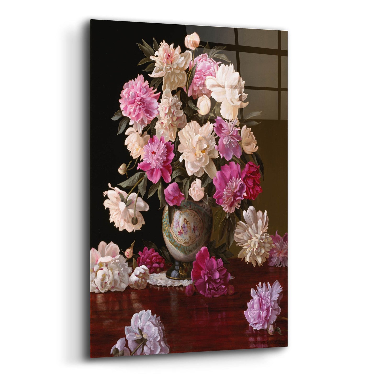 Epic Art 'Peonies In A Japanese Vase' by Christopher Pierce, Acrylic Glass Wall Art,16x24