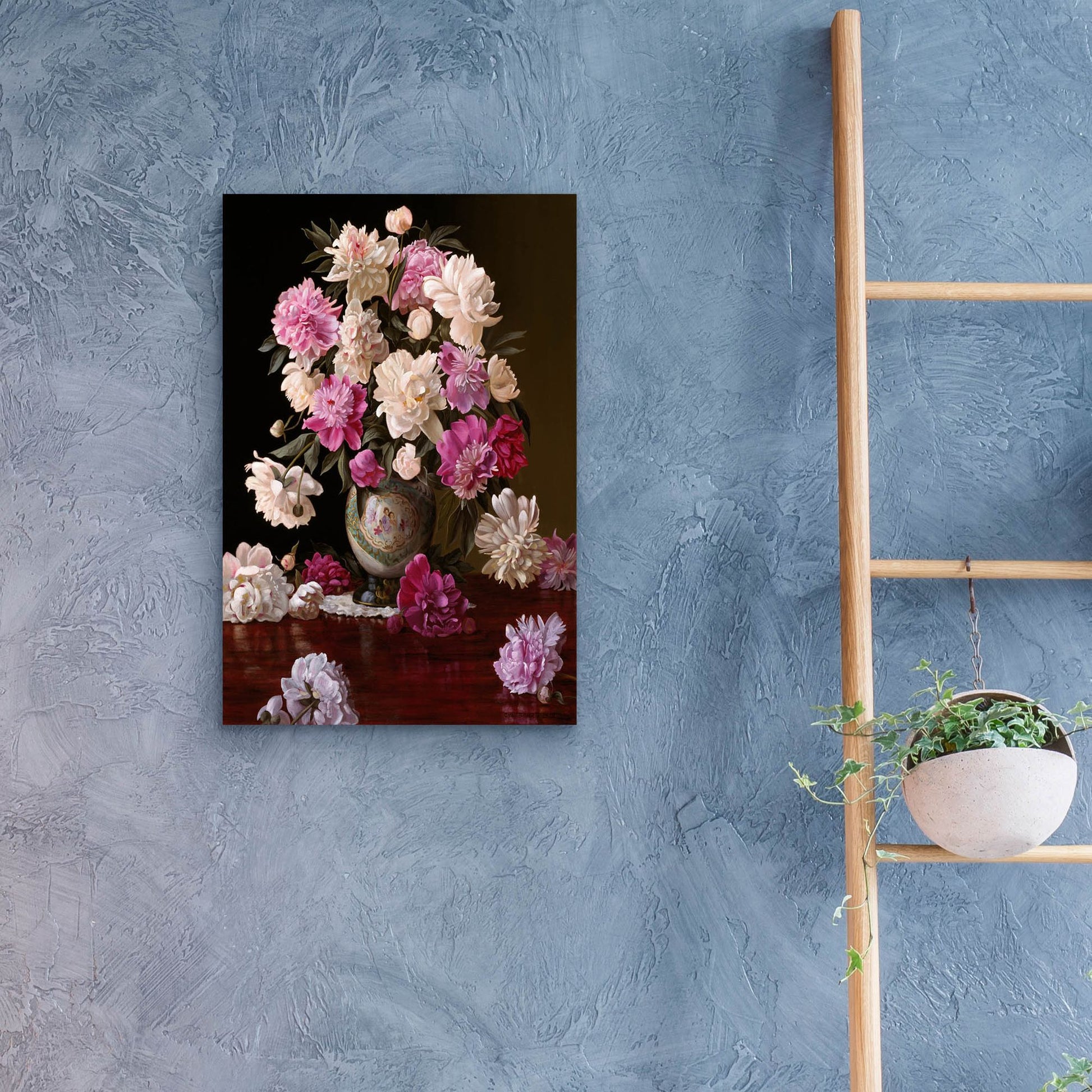 Epic Art 'Peonies In A Japanese Vase' by Christopher Pierce, Acrylic Glass Wall Art,16x24