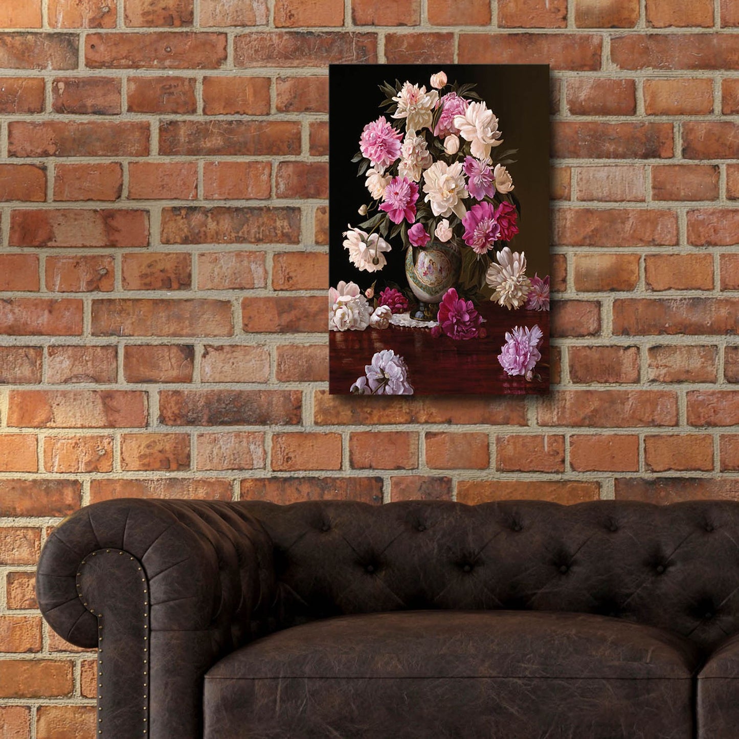 Epic Art 'Peonies In A Japanese Vase' by Christopher Pierce, Acrylic Glass Wall Art,16x24