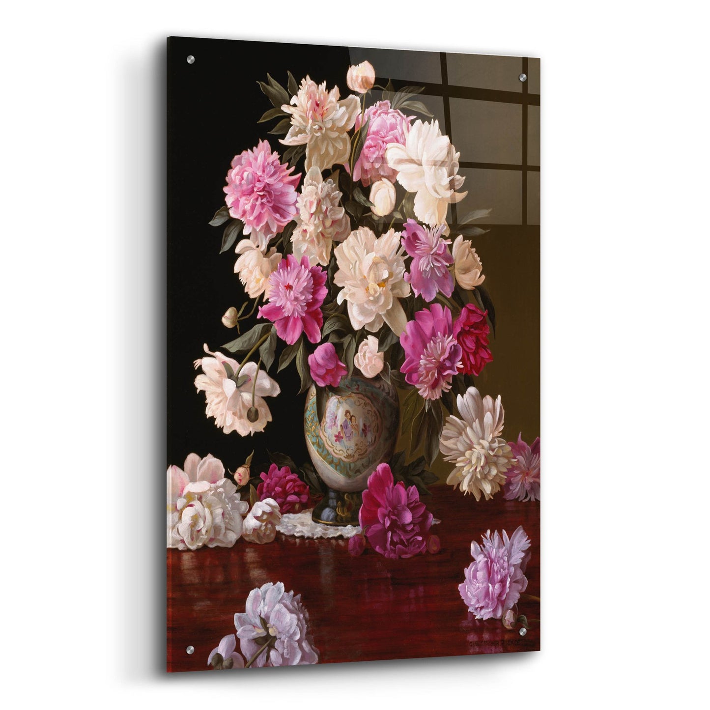 Epic Art 'Peonies In A Japanese Vase' by Christopher Pierce, Acrylic Glass Wall Art,24x36