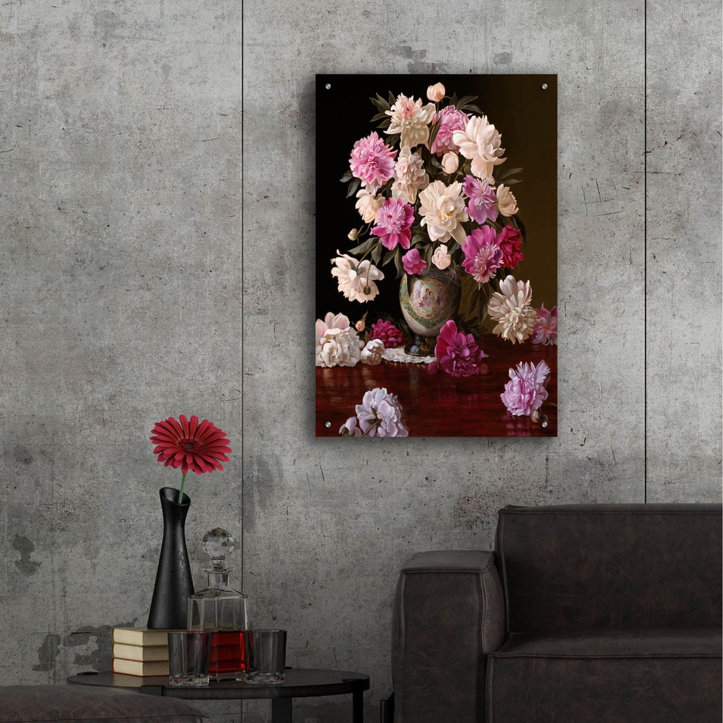 Epic Art 'Peonies In A Japanese Vase' by Christopher Pierce, Acrylic Glass Wall Art,24x36