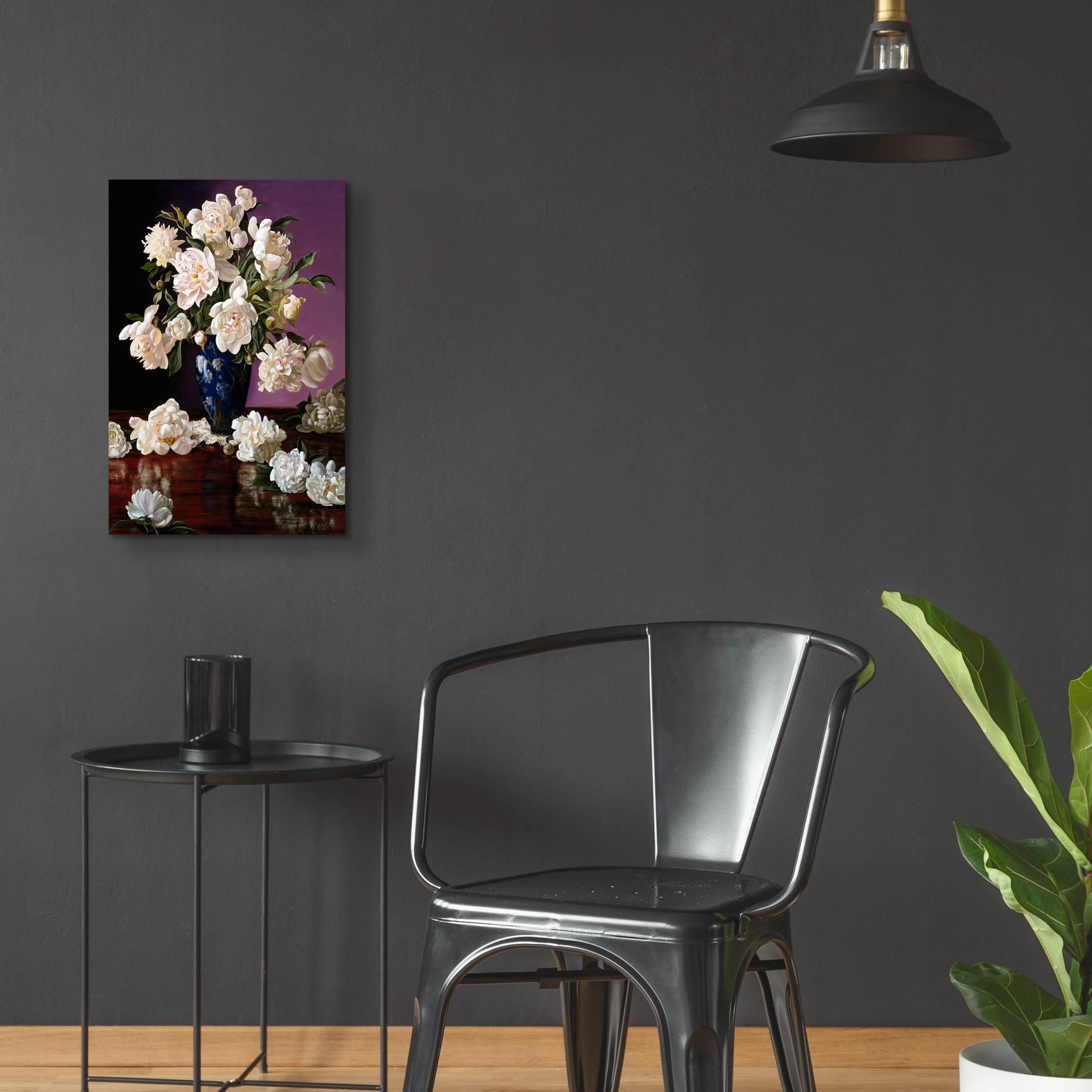 Epic Art 'White Peonies In Blue Chinese Vase' by Christopher Pierce, Acrylic Glass Wall Art,16x24