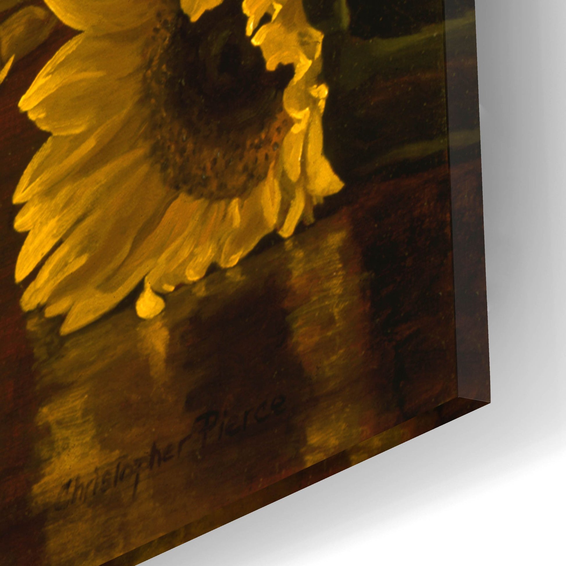 Epic Art 'Sunflowers In A Blue Willow Vase' by Christopher Pierce, Acrylic Glass Wall Art,12x16