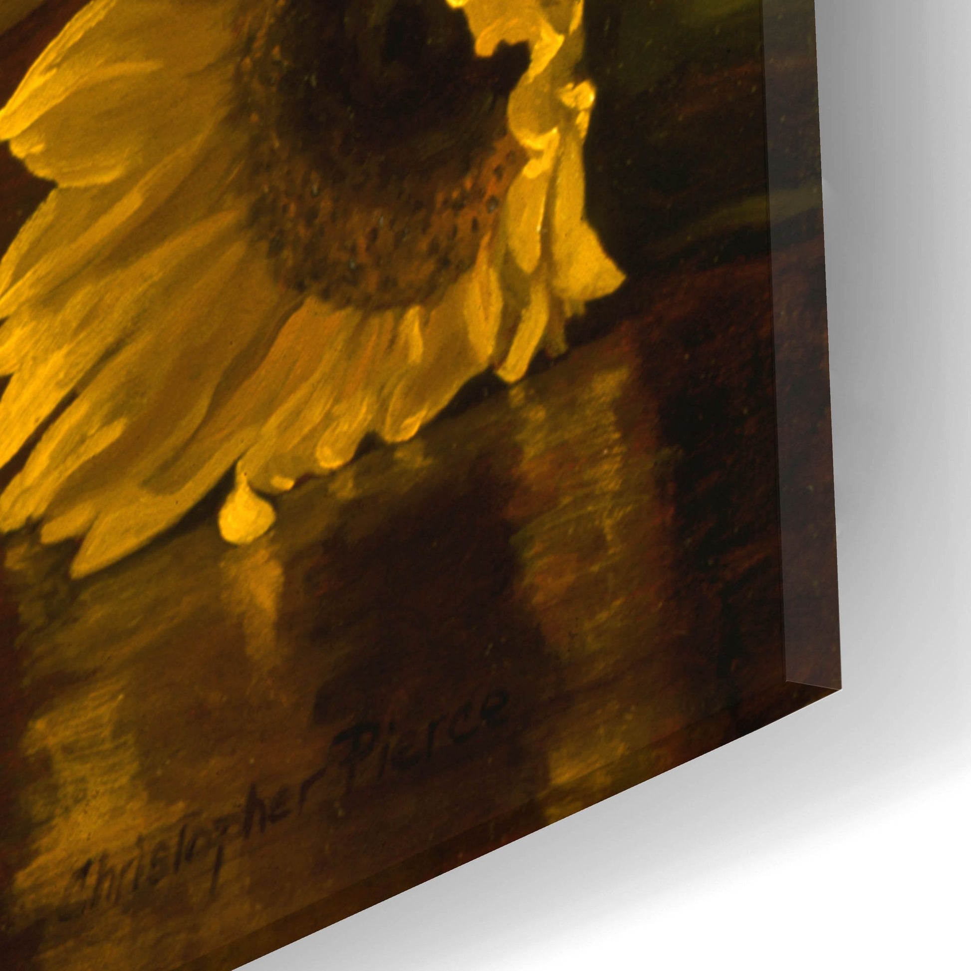 Epic Art 'Sunflowers In A Blue Willow Vase' by Christopher Pierce, Acrylic Glass Wall Art,16x24