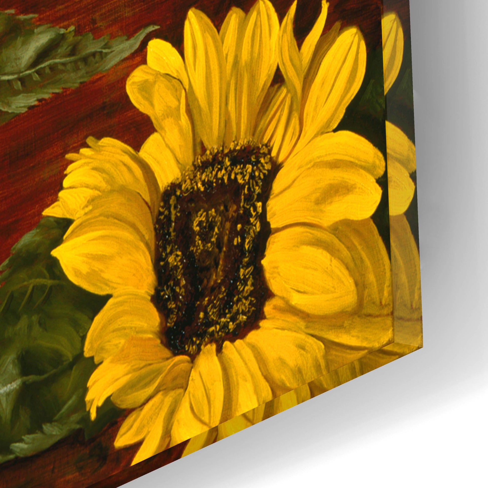 Epic Art 'Sunflowers In A Crimson Vase' by Christopher Pierce, Acrylic Glass Wall Art,12x16