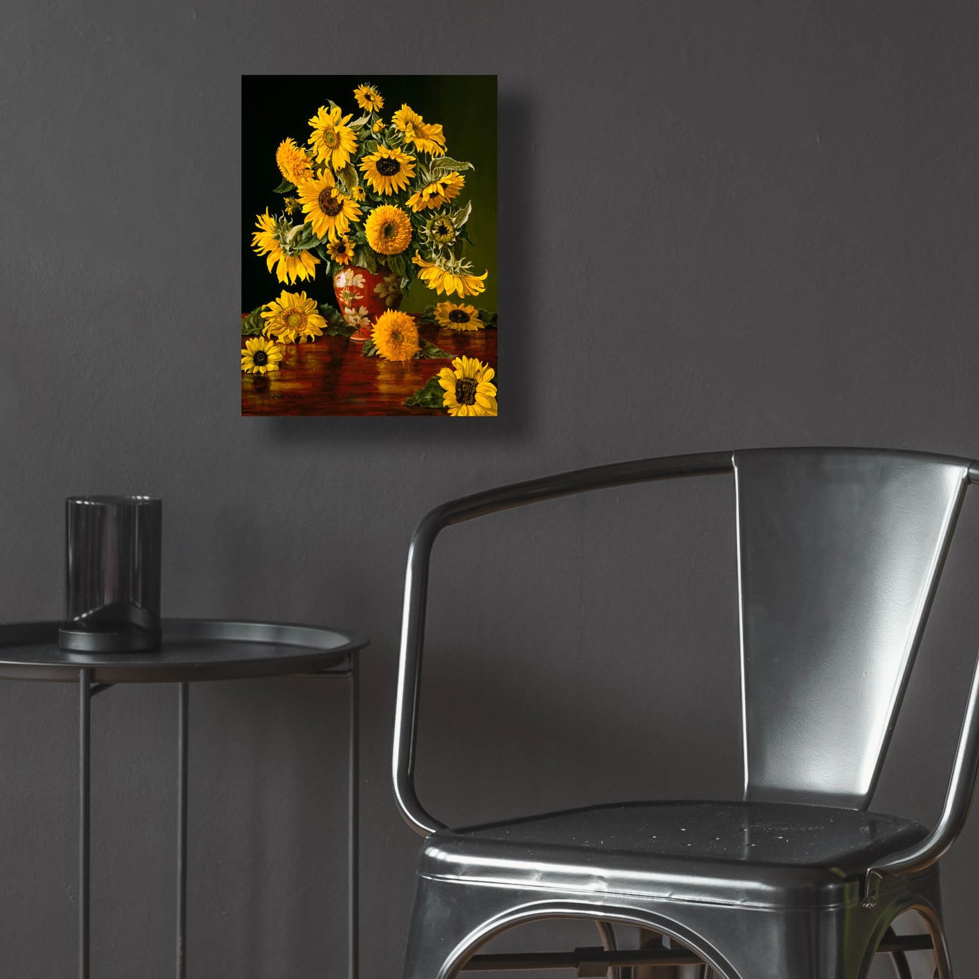 Epic Art 'Sunflowers In A Crimson Vase' by Christopher Pierce, Acrylic Glass Wall Art,12x16