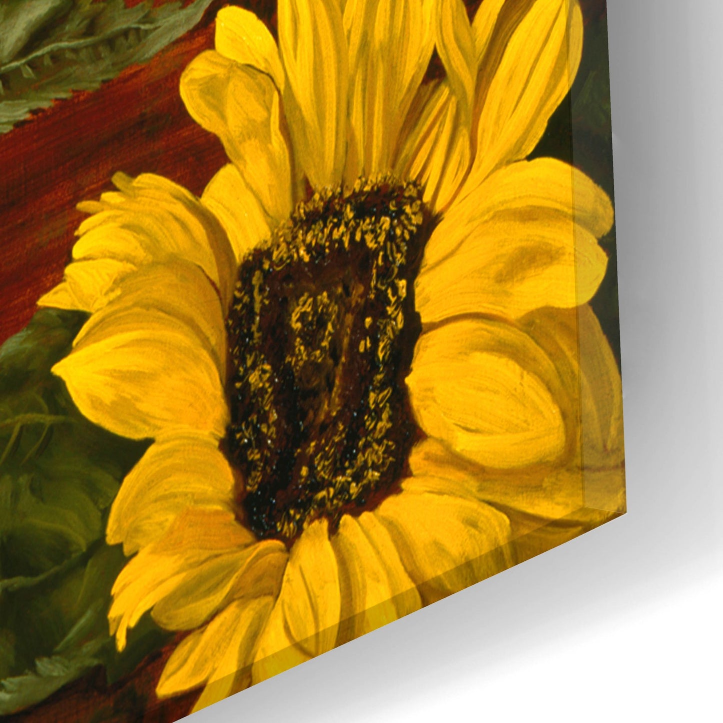 Epic Art 'Sunflowers In A Crimson Vase' by Christopher Pierce, Acrylic Glass Wall Art,16x24