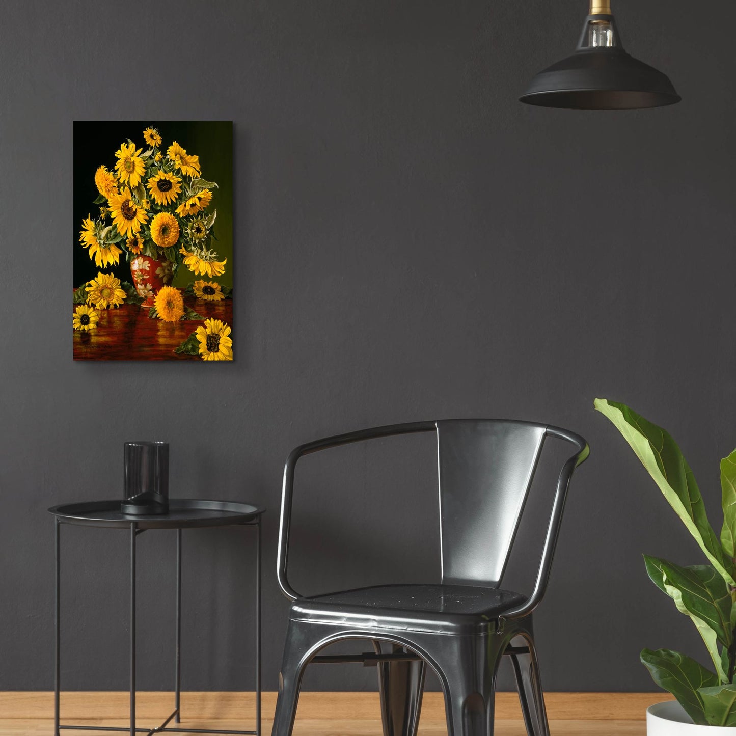 Epic Art 'Sunflowers In A Crimson Vase' by Christopher Pierce, Acrylic Glass Wall Art,16x24