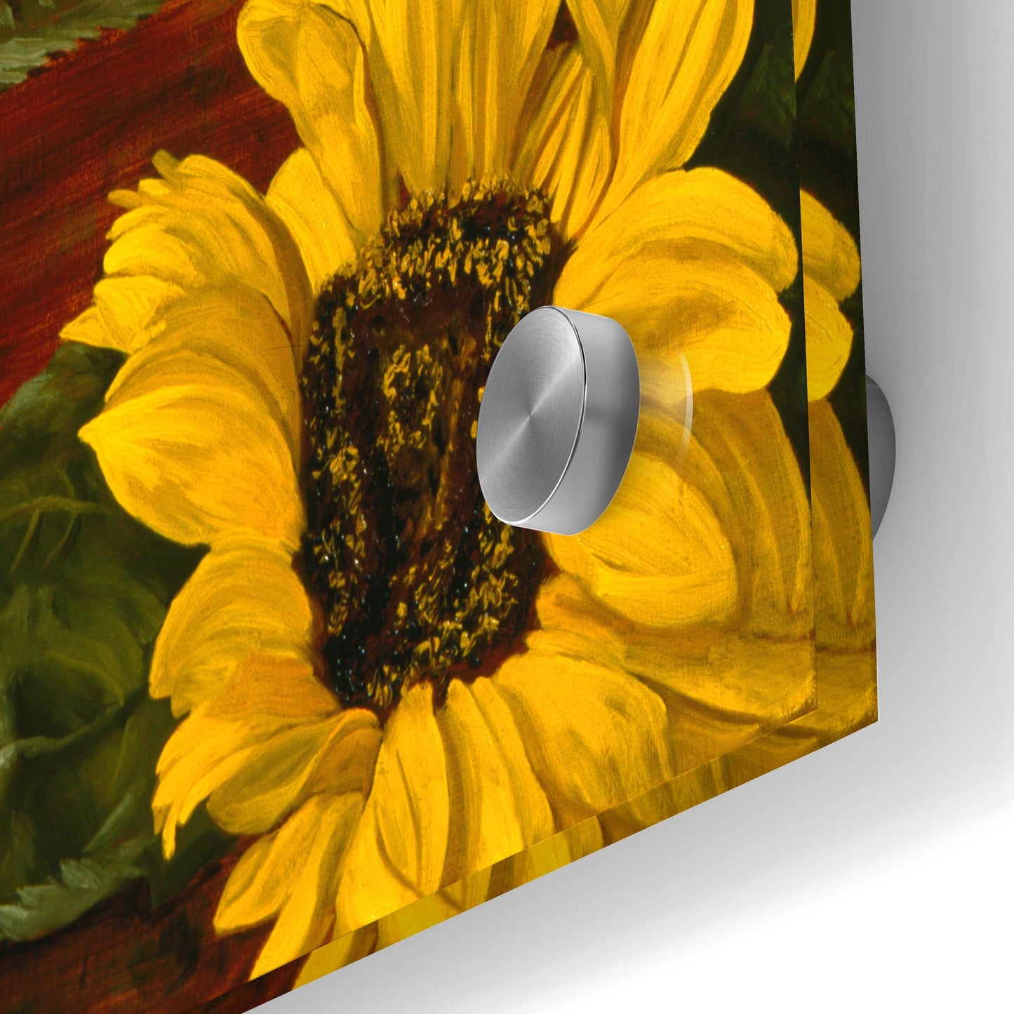 Epic Art 'Sunflowers In A Crimson Vase' by Christopher Pierce, Acrylic Glass Wall Art,24x36