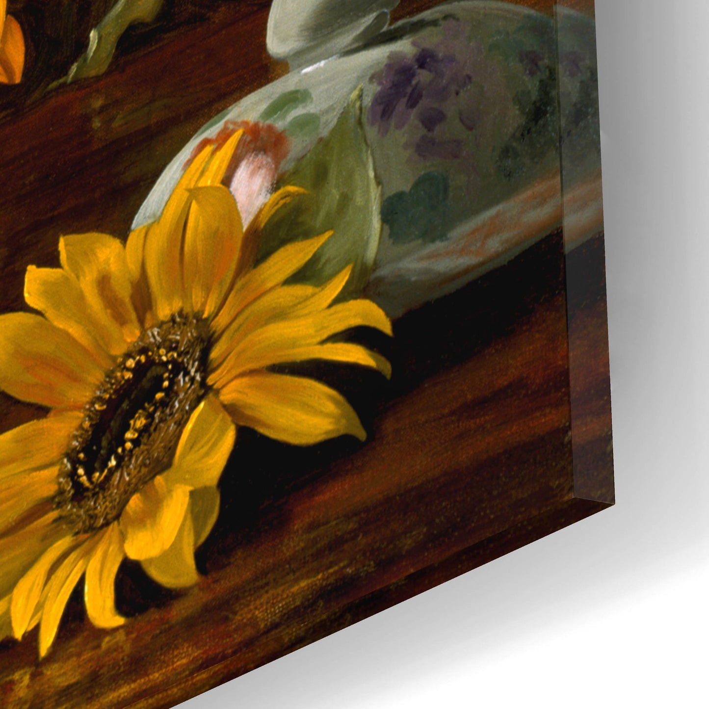 Epic Art 'Sunflowers In A White Chinese Vase' by Christopher Pierce, Acrylic Glass Wall Art,16x12