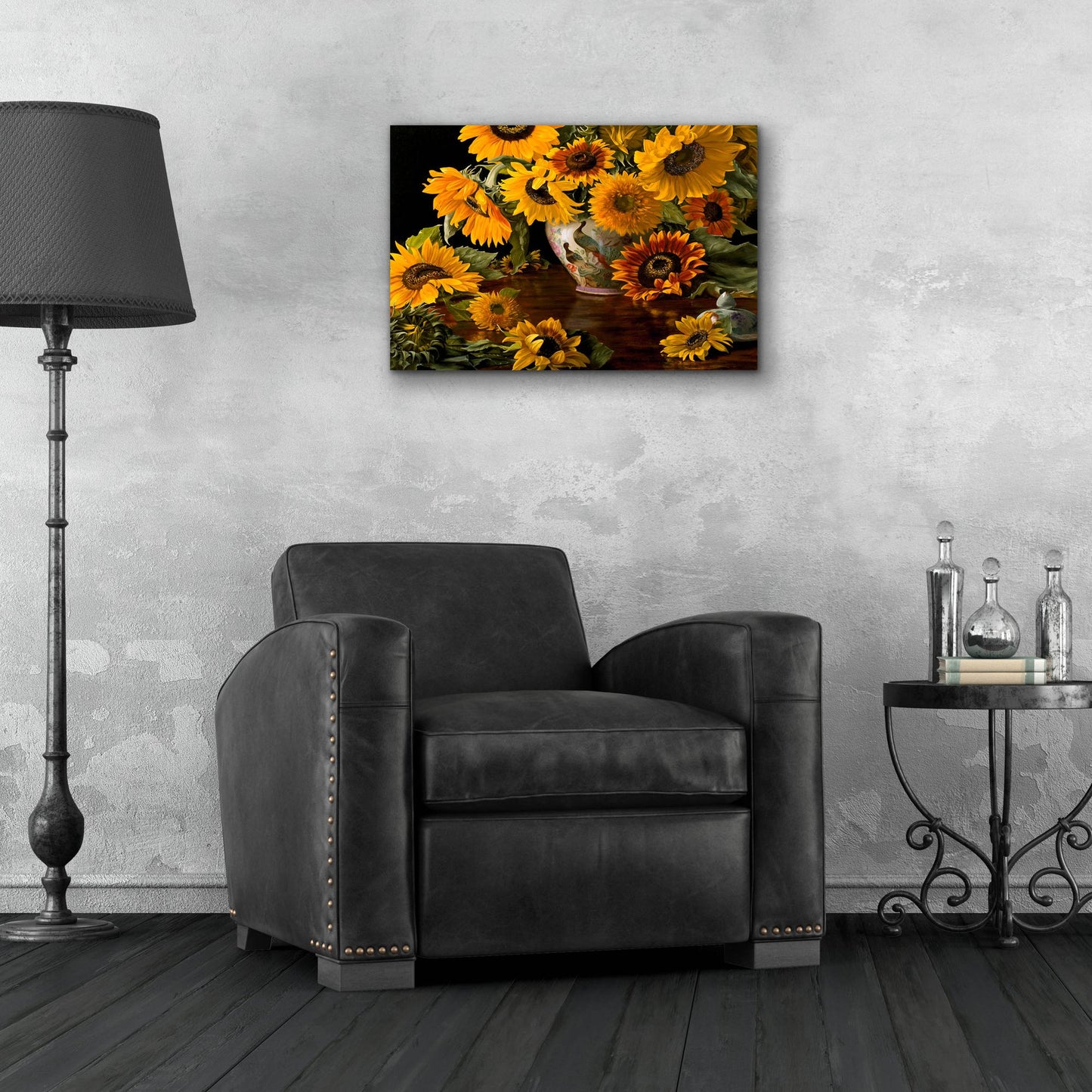 Epic Art 'Sunflowers In A White Chinese Vase' by Christopher Pierce, Acrylic Glass Wall Art,24x16