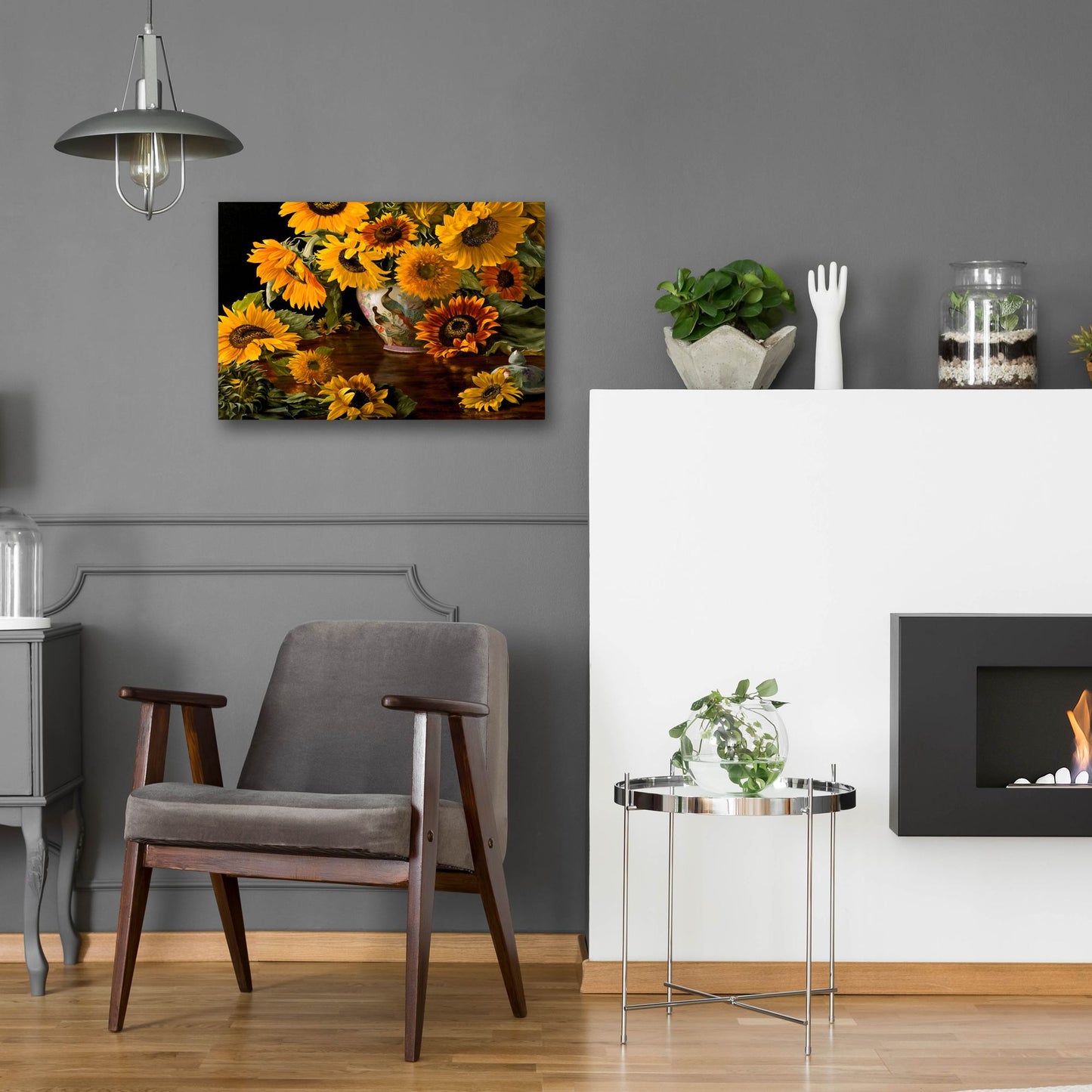 Epic Art 'Sunflowers In A White Chinese Vase' by Christopher Pierce, Acrylic Glass Wall Art,24x16