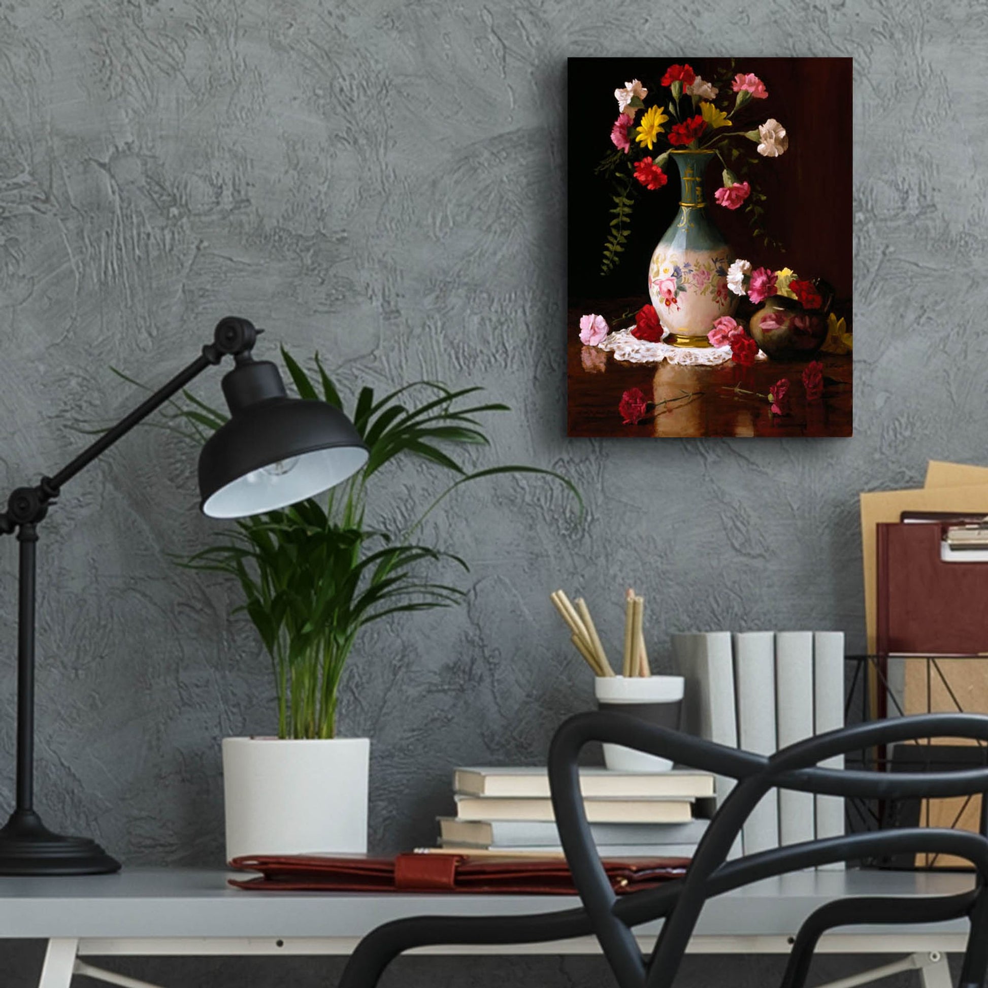 Epic Art 'Carnations In A Victorian Vase' by Christopher Pierce, Acrylic Glass Wall Art,12x16