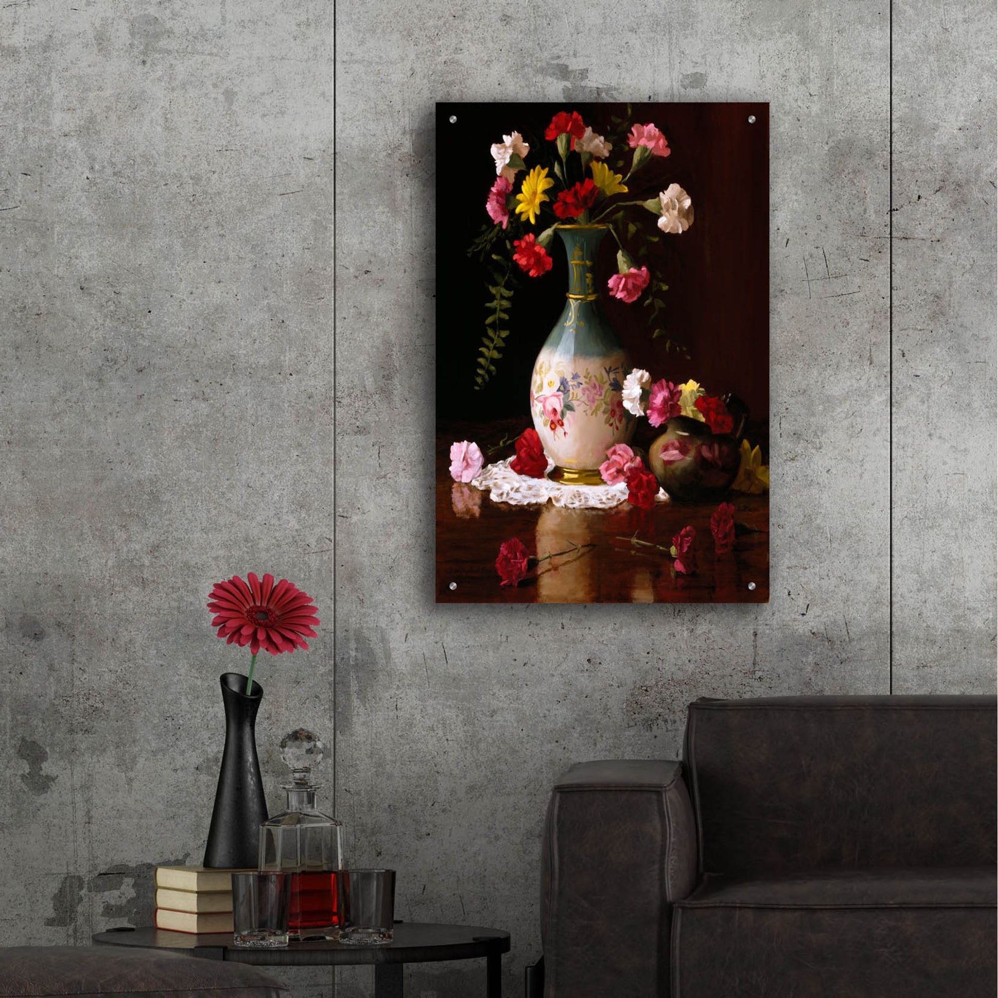 Epic Art 'Carnations In A Victorian Vase' by Christopher Pierce, Acrylic Glass Wall Art,24x36