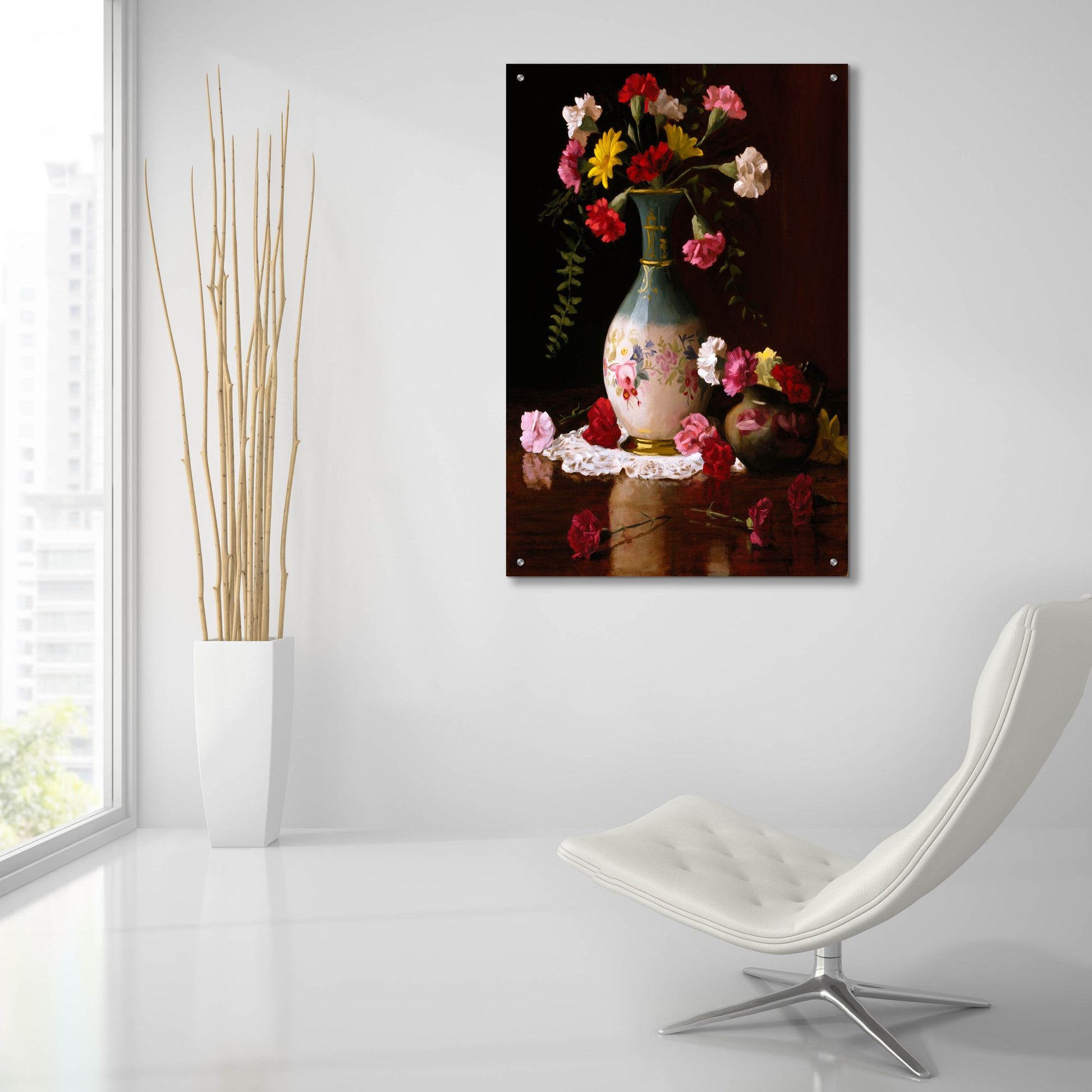 Epic Art 'Carnations In A Victorian Vase' by Christopher Pierce, Acrylic Glass Wall Art,24x36