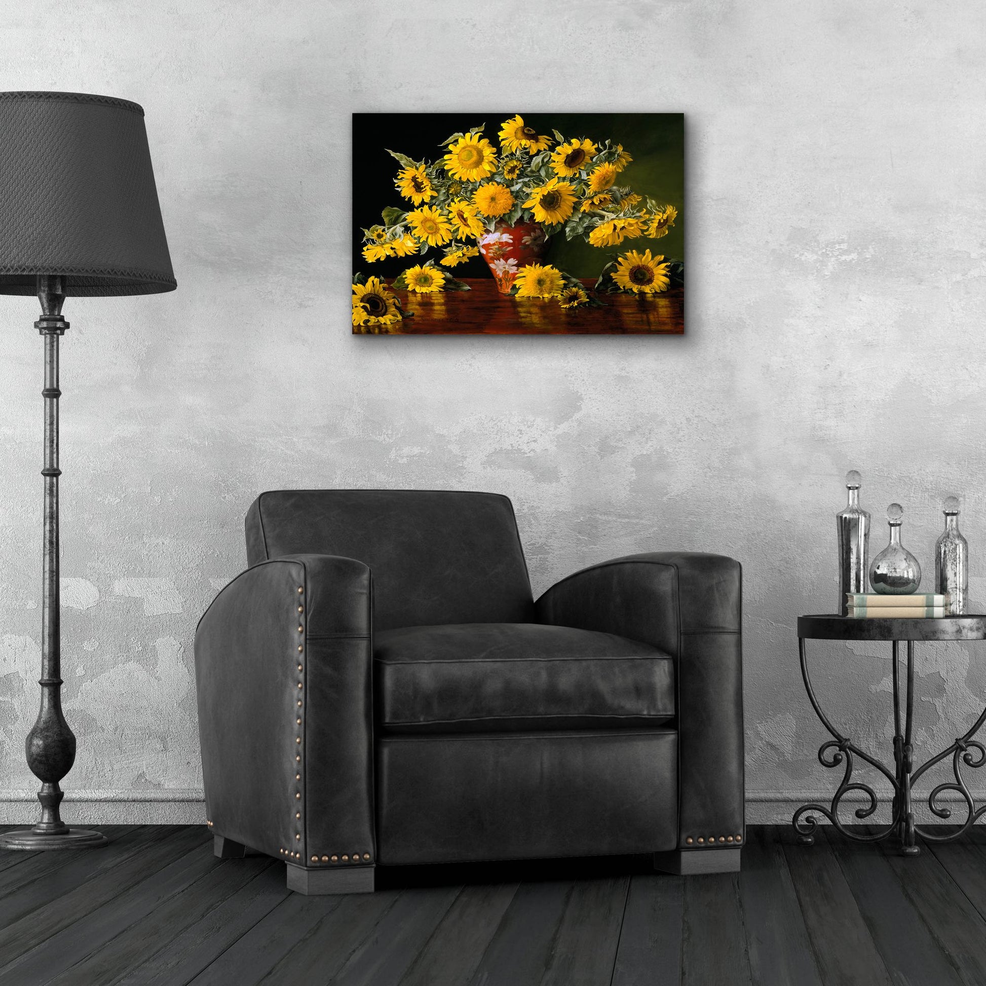 Epic Art 'Sunflower In A Red Chinese Vase' by Christopher Pierce, Acrylic Glass Wall Art,24x16