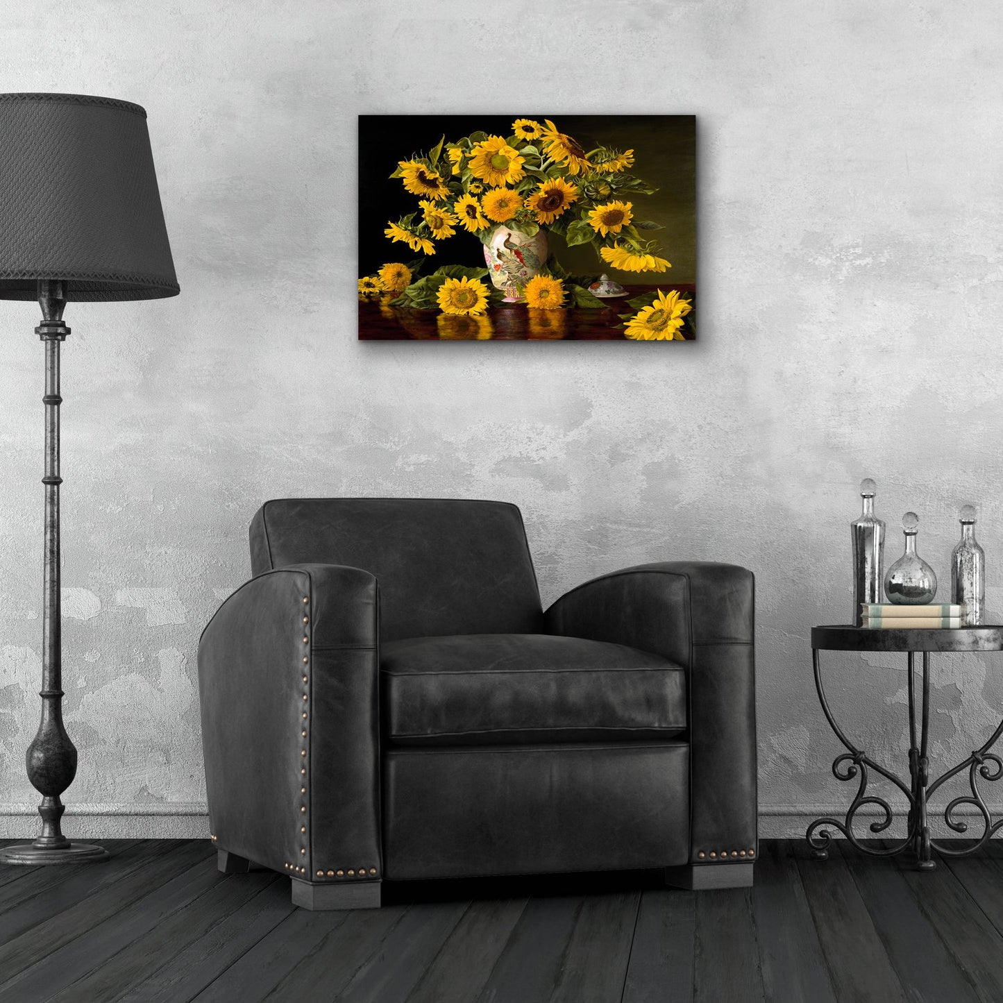 Epic Art 'Sunflowers In A Chinese Peacock Vase' by Christopher Pierce, Acrylic Glass Wall Art,24x16