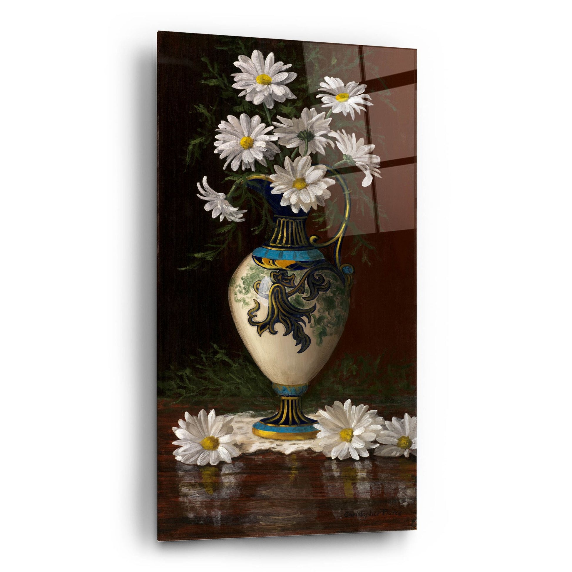 Epic Art 'Daisies In Royal Worchester' by Christopher Pierce, Acrylic Glass Wall Art,12x24