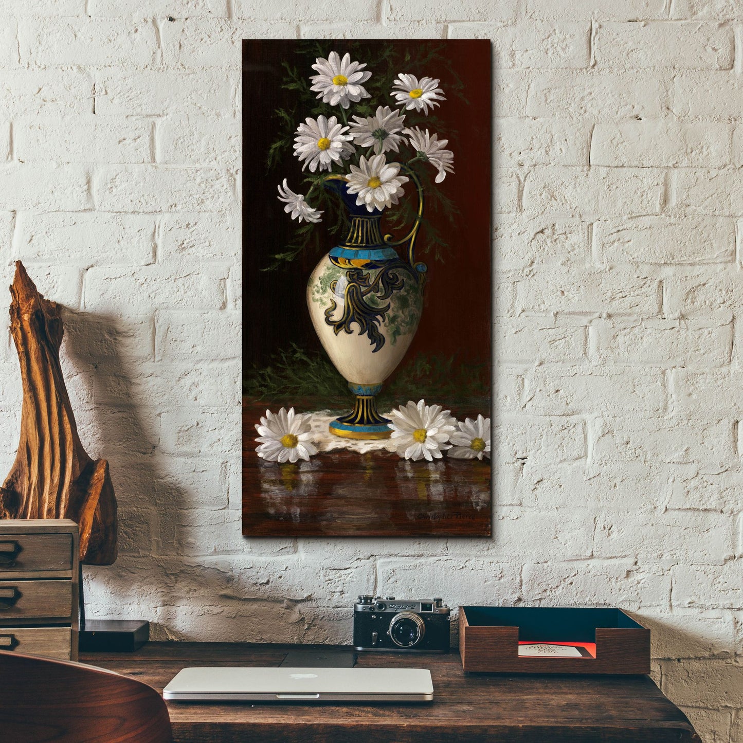 Epic Art 'Daisies In Royal Worchester' by Christopher Pierce, Acrylic Glass Wall Art,12x24