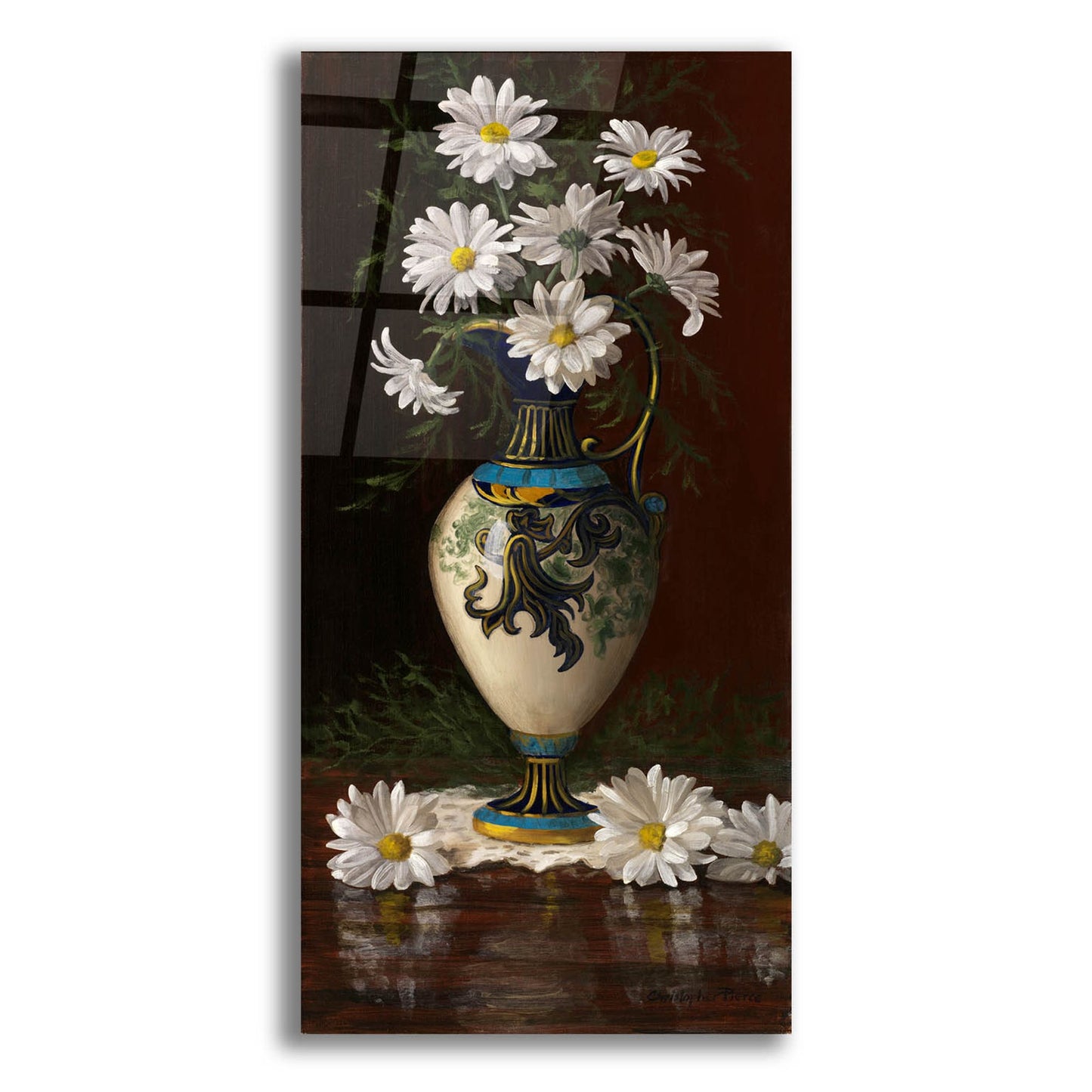 Epic Art 'Daisies In Royal Worchester' by Christopher Pierce, Acrylic Glass Wall Art,12x24