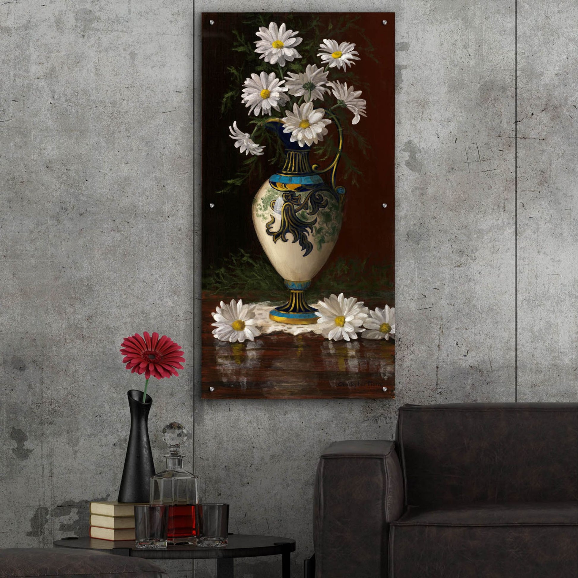 Epic Art 'Daisies In Royal Worchester' by Christopher Pierce, Acrylic Glass Wall Art,24x48