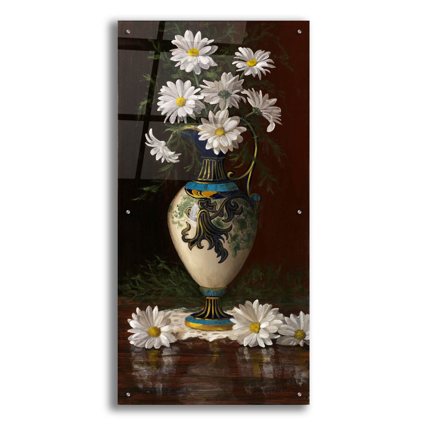 Epic Art 'Daisies In Royal Worchester' by Christopher Pierce, Acrylic Glass Wall Art,24x48