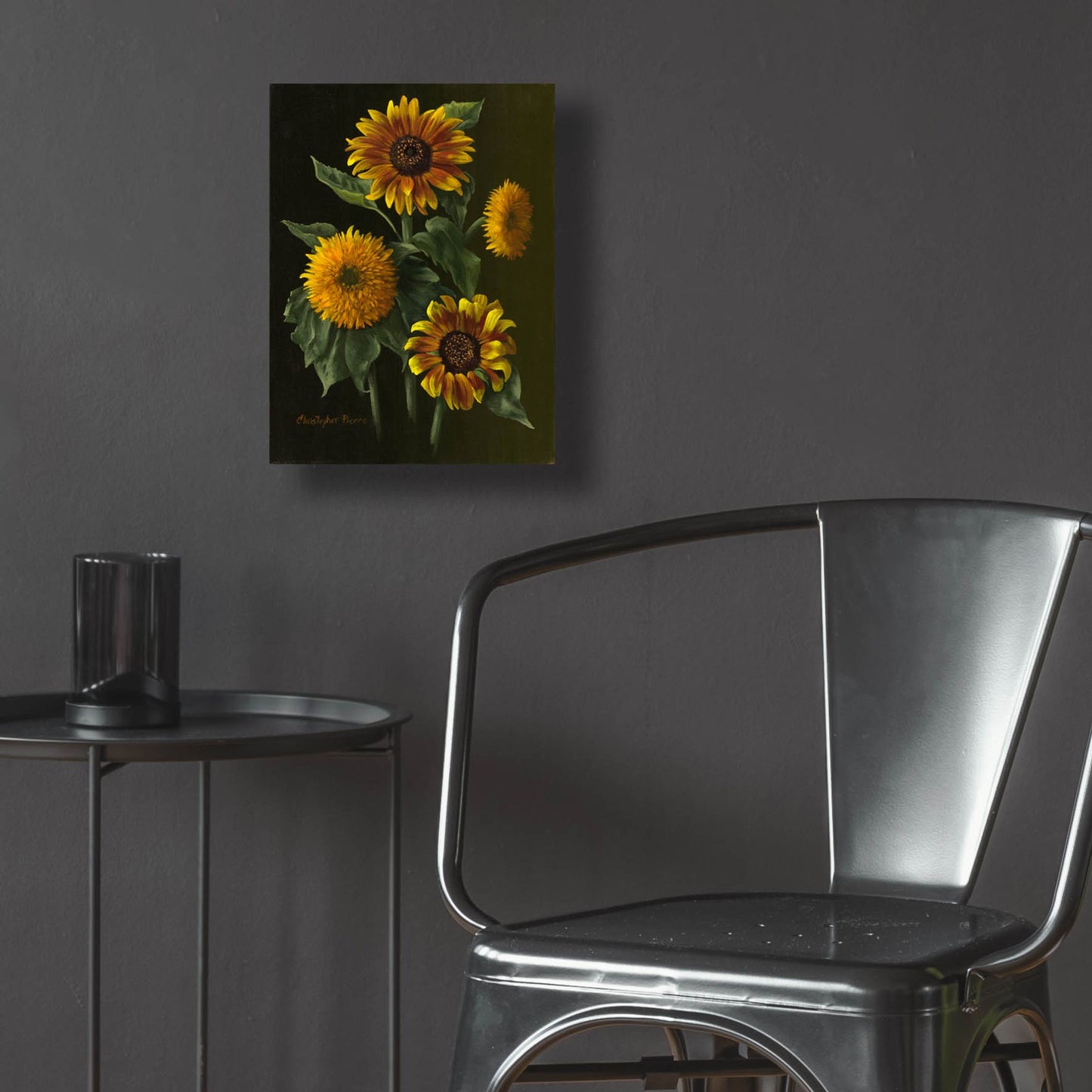 Epic Art 'Four Sunflowers' by Christopher Pierce, Acrylic Glass Wall Art,12x16