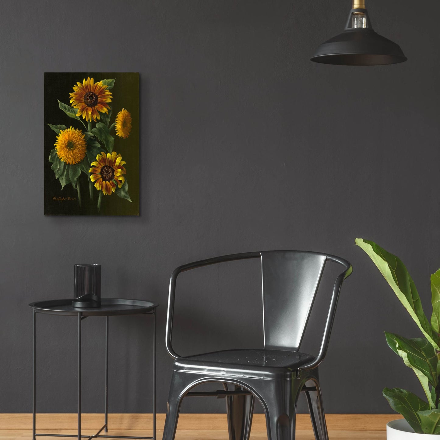 Epic Art 'Four Sunflowers' by Christopher Pierce, Acrylic Glass Wall Art,16x24