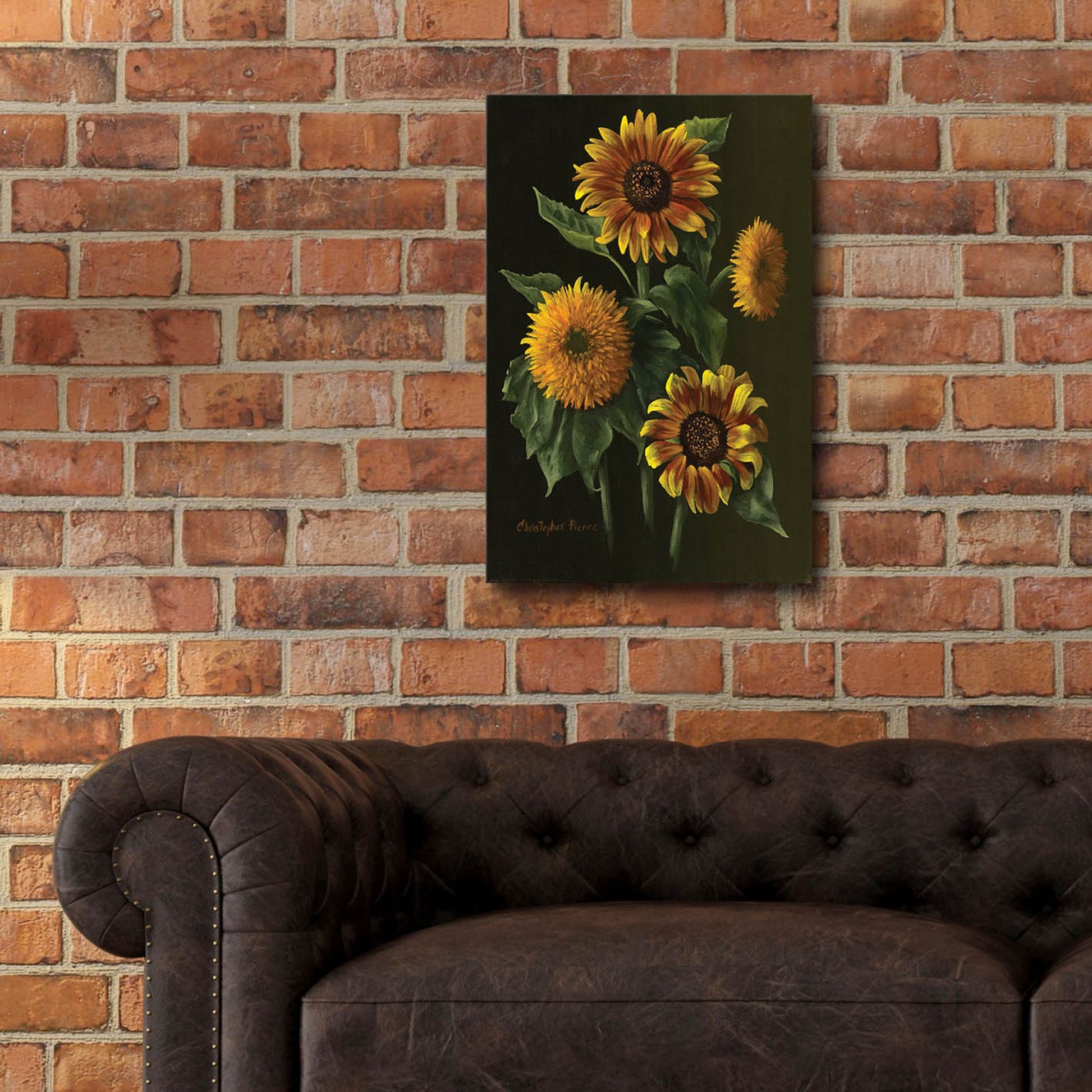 Epic Art 'Four Sunflowers' by Christopher Pierce, Acrylic Glass Wall Art,16x24