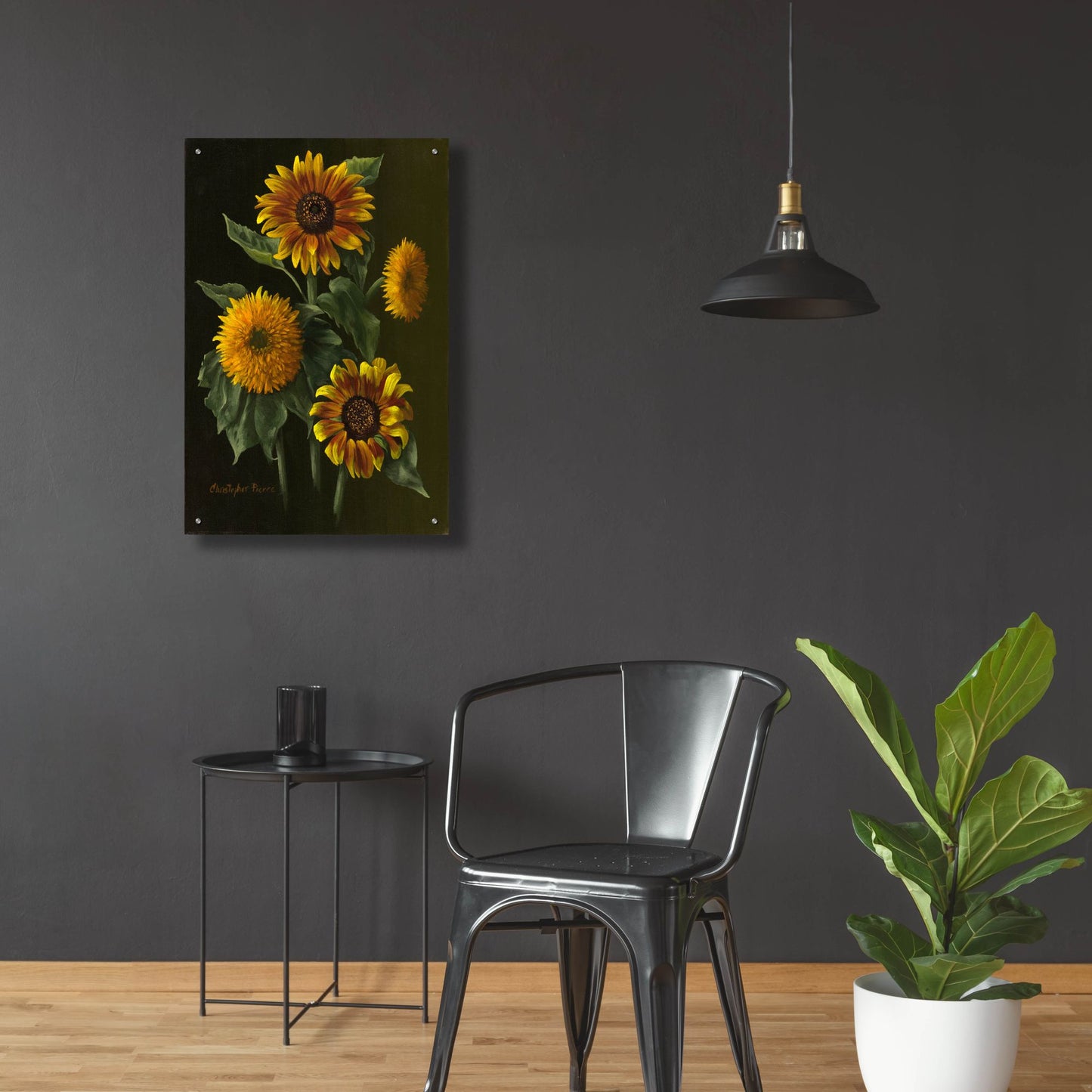 Epic Art 'Four Sunflowers' by Christopher Pierce, Acrylic Glass Wall Art,24x36