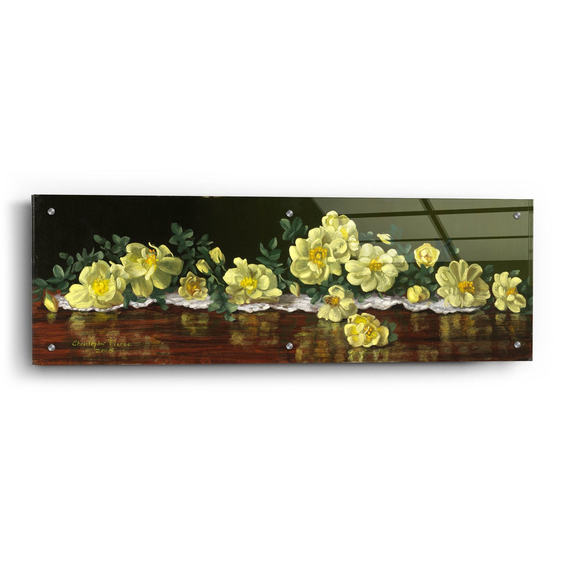 Epic Art 'Old Fashioned Roses' by Christopher Pierce, Acrylic Glass Wall Art,36x12