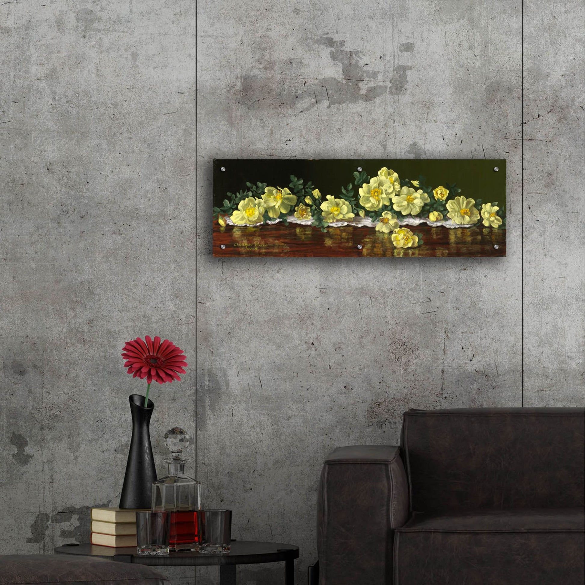 Epic Art 'Old Fashioned Roses' by Christopher Pierce, Acrylic Glass Wall Art,36x12