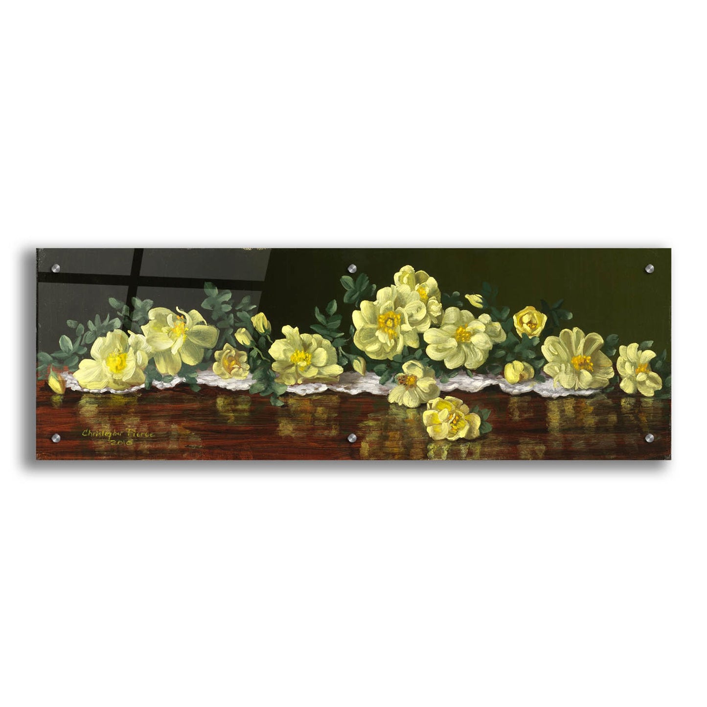 Epic Art 'Old Fashioned Roses' by Christopher Pierce, Acrylic Glass Wall Art,36x12