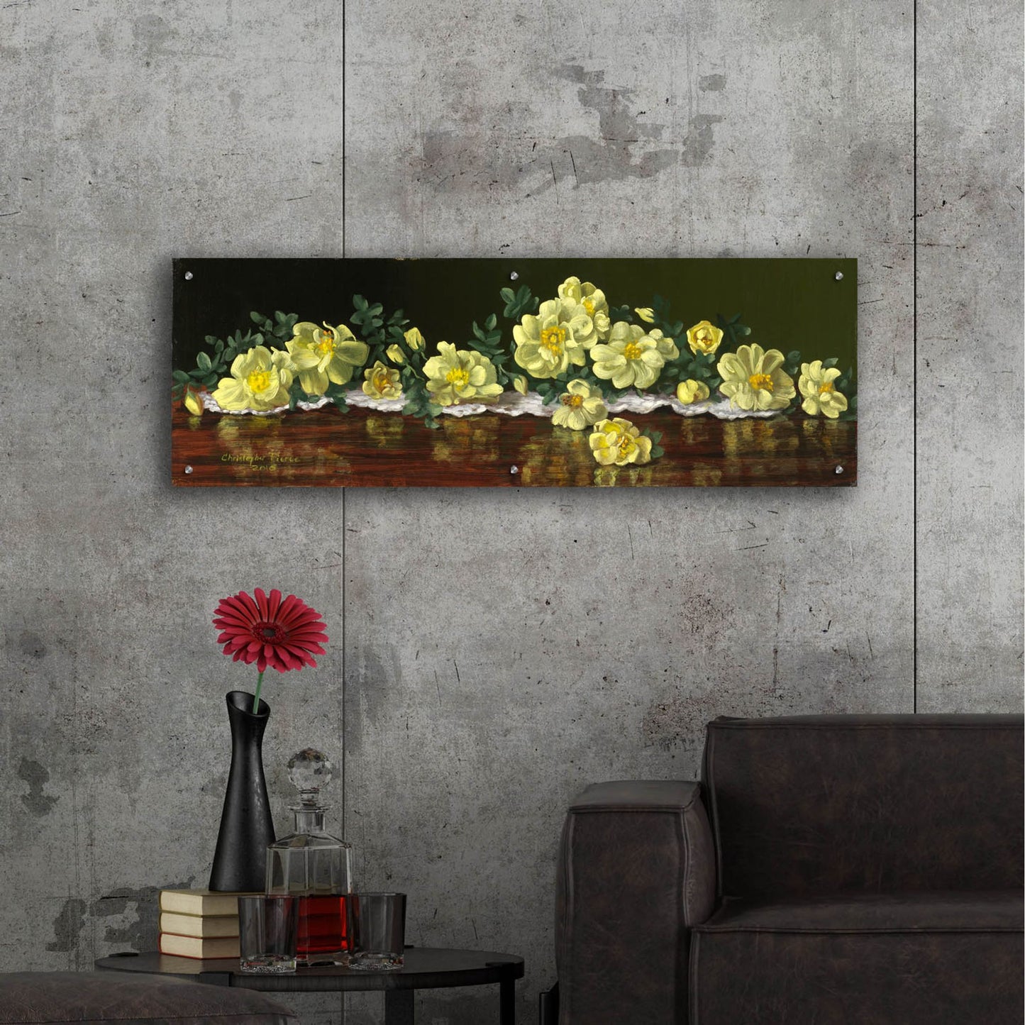 Epic Art 'Old Fashioned Roses' by Christopher Pierce, Acrylic Glass Wall Art,48x16