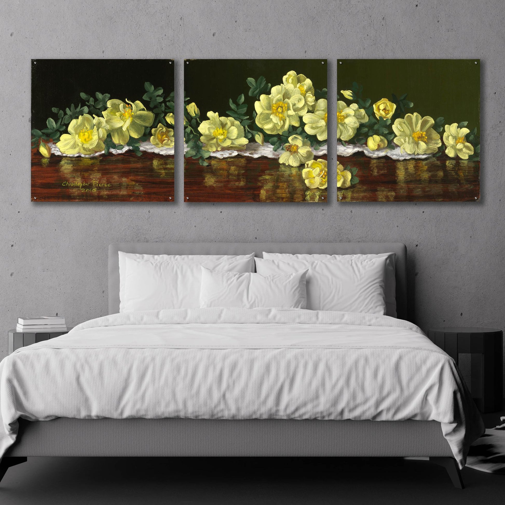 Epic Art 'Old Fashioned Roses' by Christopher Pierce, Acrylic Glass Wall Art, 3 Piece Set,108x36