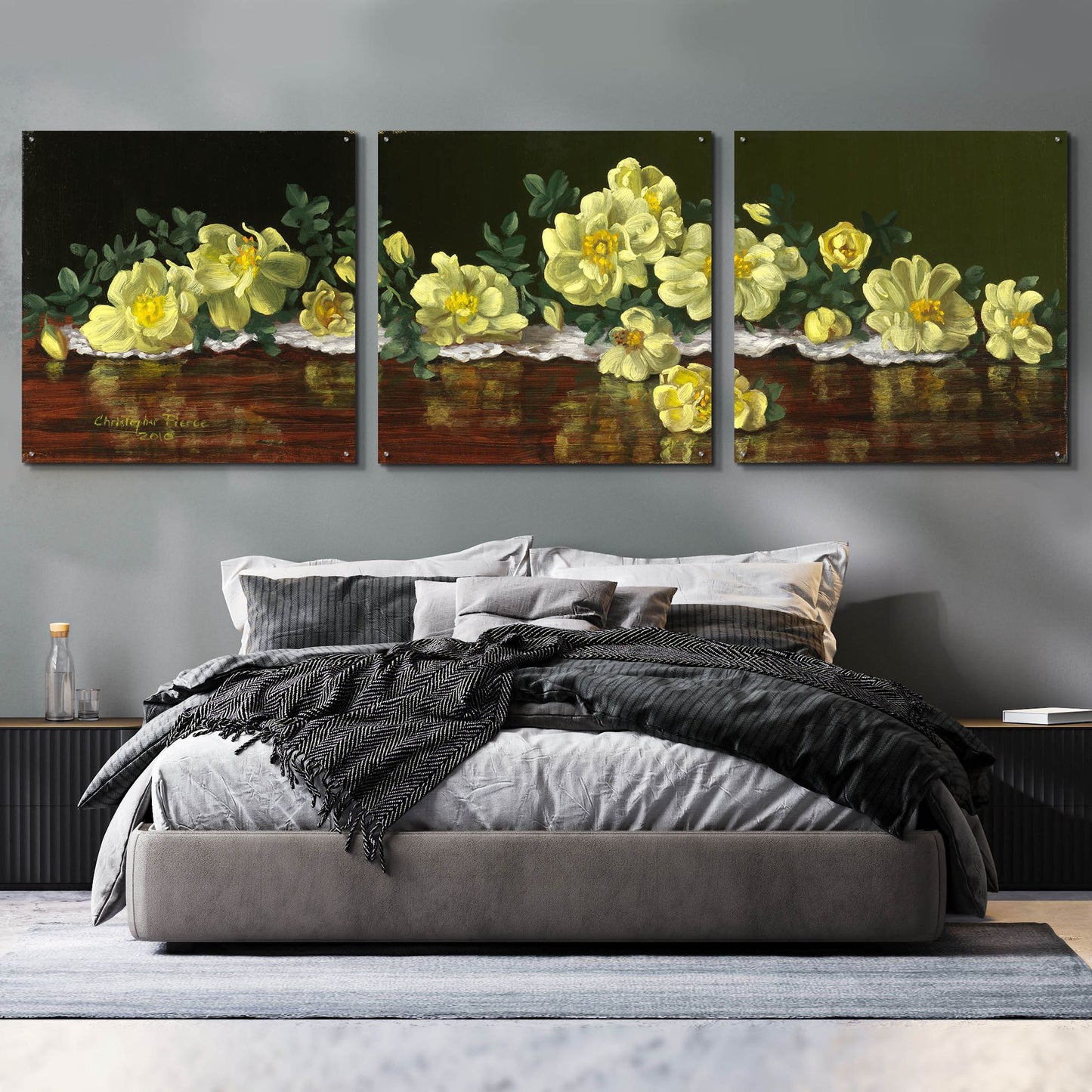 Epic Art 'Old Fashioned Roses' by Christopher Pierce, Acrylic Glass Wall Art, 3 Piece Set,108x36