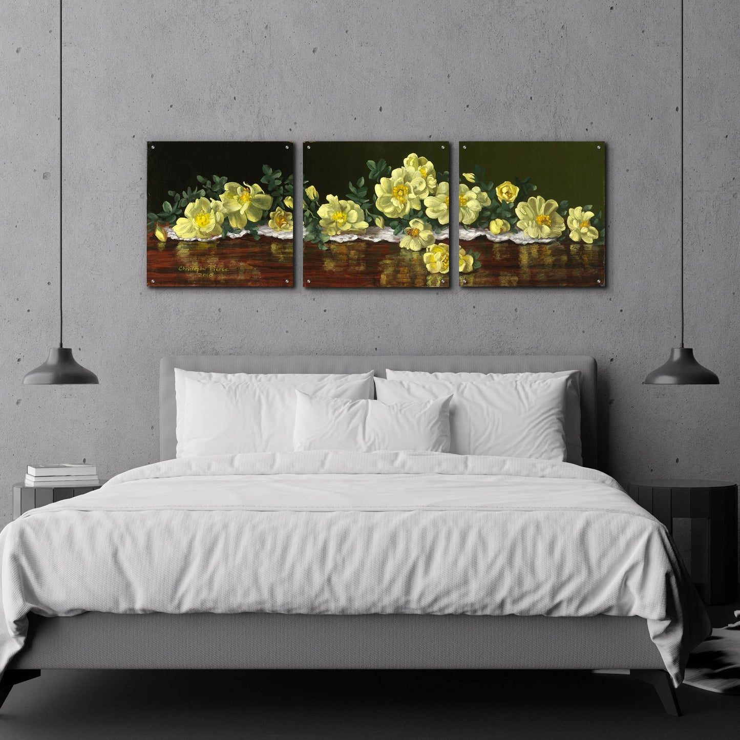 Epic Art 'Old Fashioned Roses' by Christopher Pierce, Acrylic Glass Wall Art, 3 Piece Set,72x24