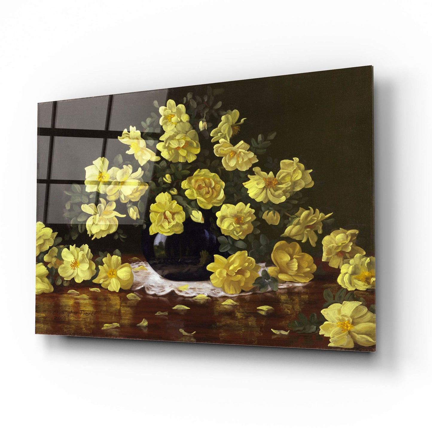 Epic Art 'Old Fashioned Yellow Roses' by Christopher Pierce, Acrylic Glass Wall Art,16x12