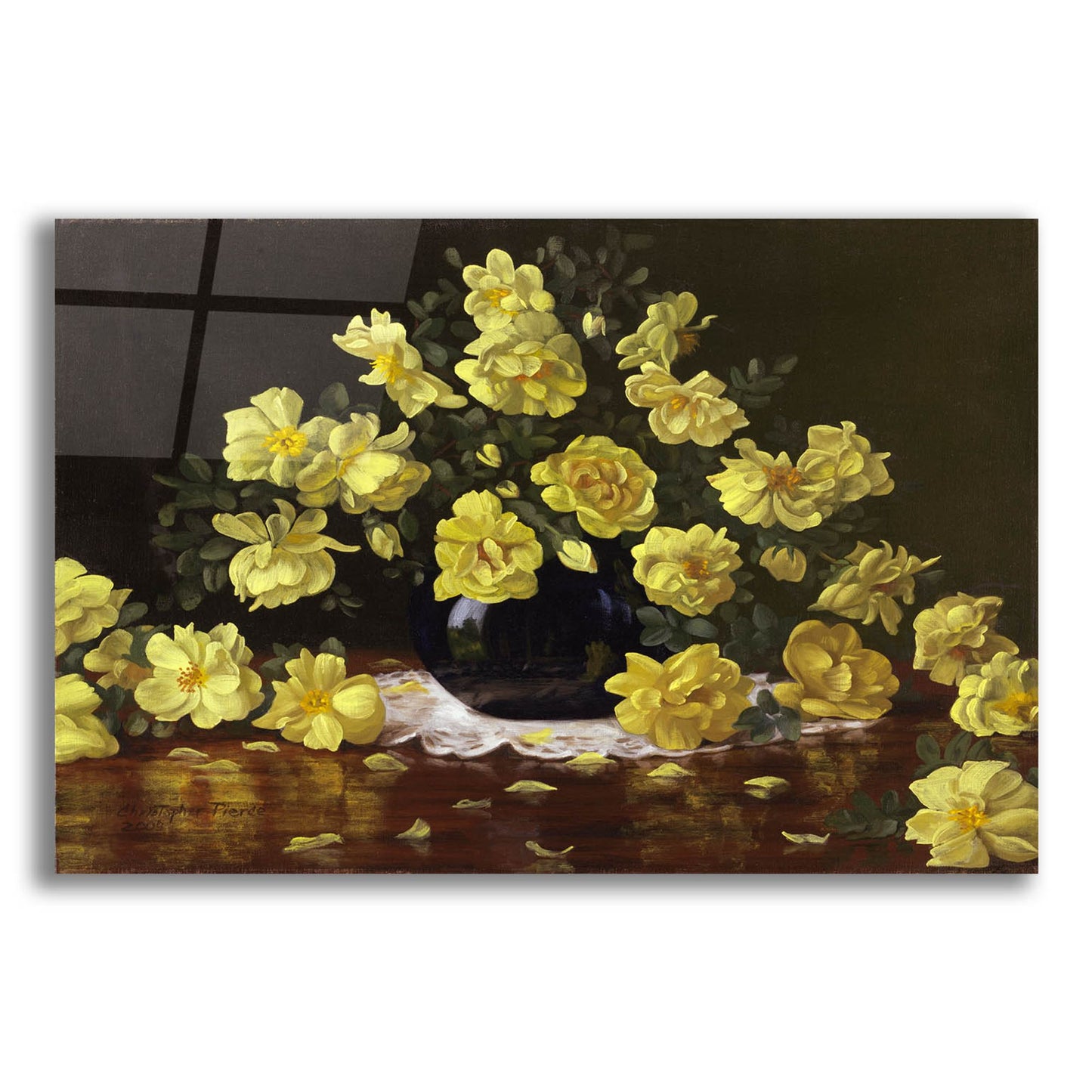 Epic Art 'Old Fashioned Yellow Roses' by Christopher Pierce, Acrylic Glass Wall Art,16x12