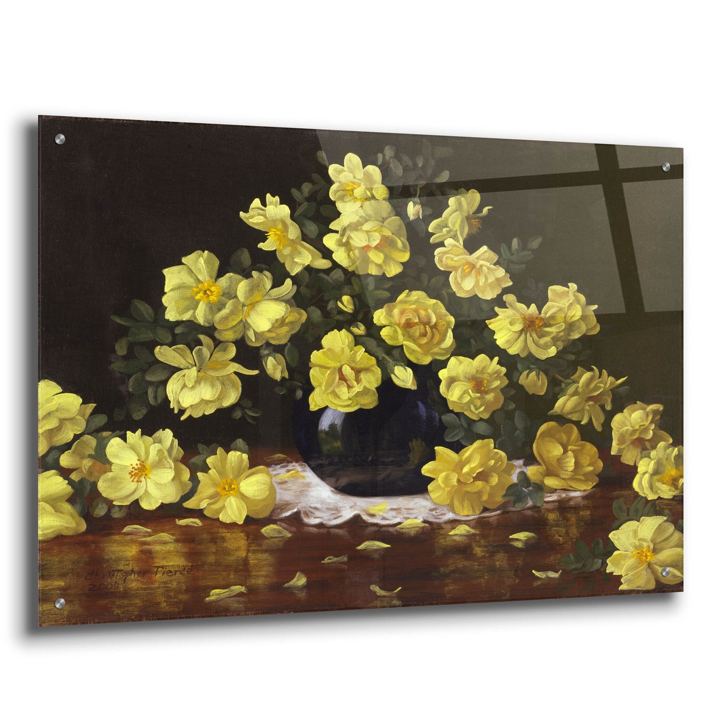 Epic Art 'Old Fashioned Yellow Roses' by Christopher Pierce, Acrylic Glass Wall Art,36x24