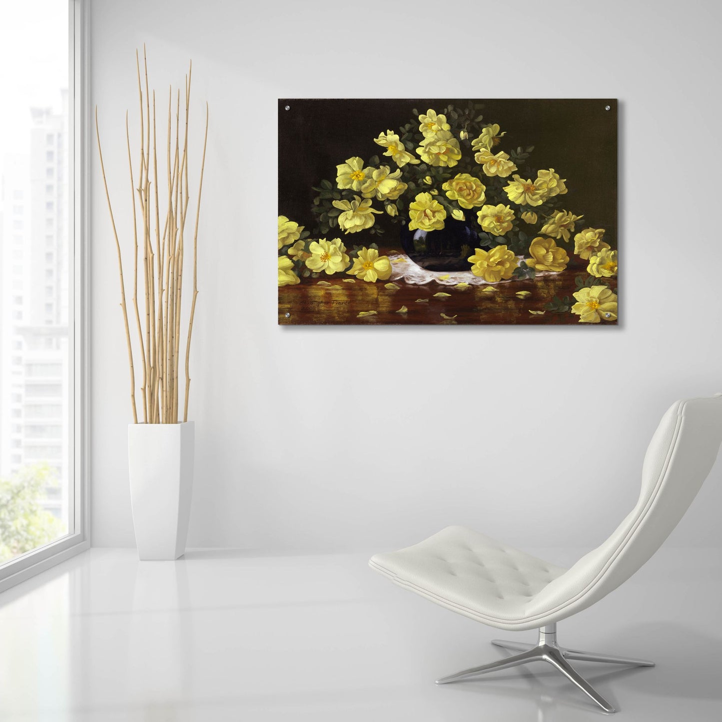 Epic Art 'Old Fashioned Yellow Roses' by Christopher Pierce, Acrylic Glass Wall Art,36x24