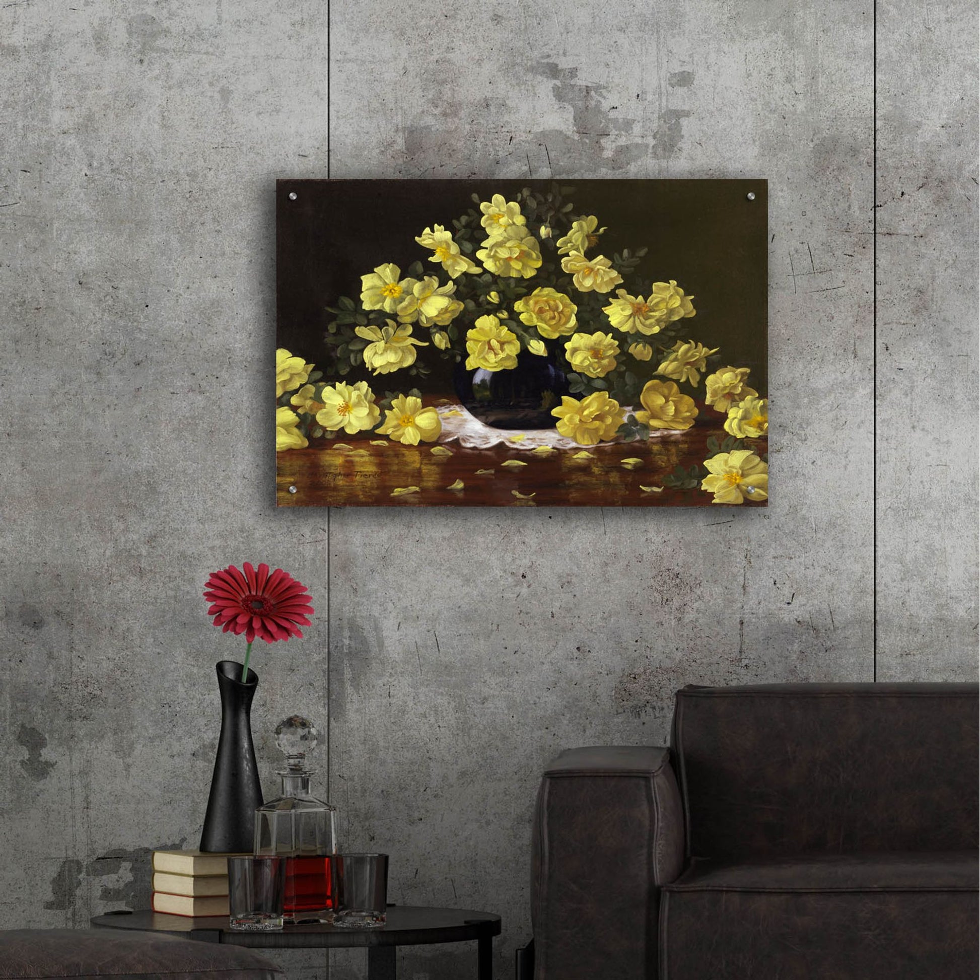 Epic Art 'Old Fashioned Yellow Roses' by Christopher Pierce, Acrylic Glass Wall Art,36x24