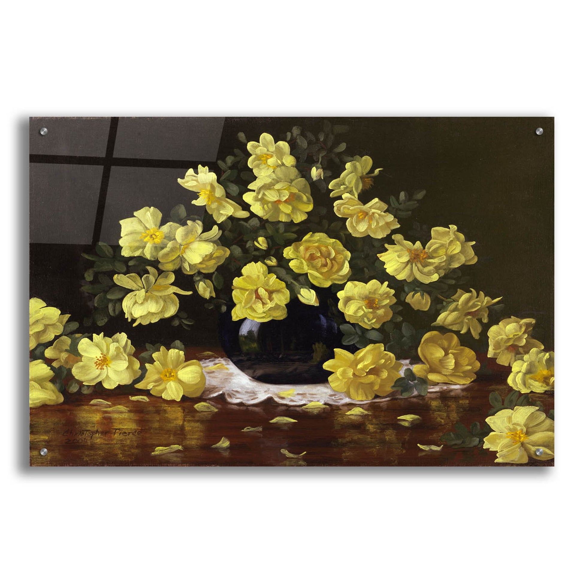 Epic Art 'Old Fashioned Yellow Roses' by Christopher Pierce, Acrylic Glass Wall Art,36x24