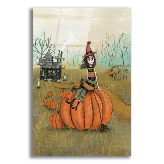 Epic Art 'Halloween Witch With Pumpkin' by Christine Rotolo, Acrylic Glass Wall Art