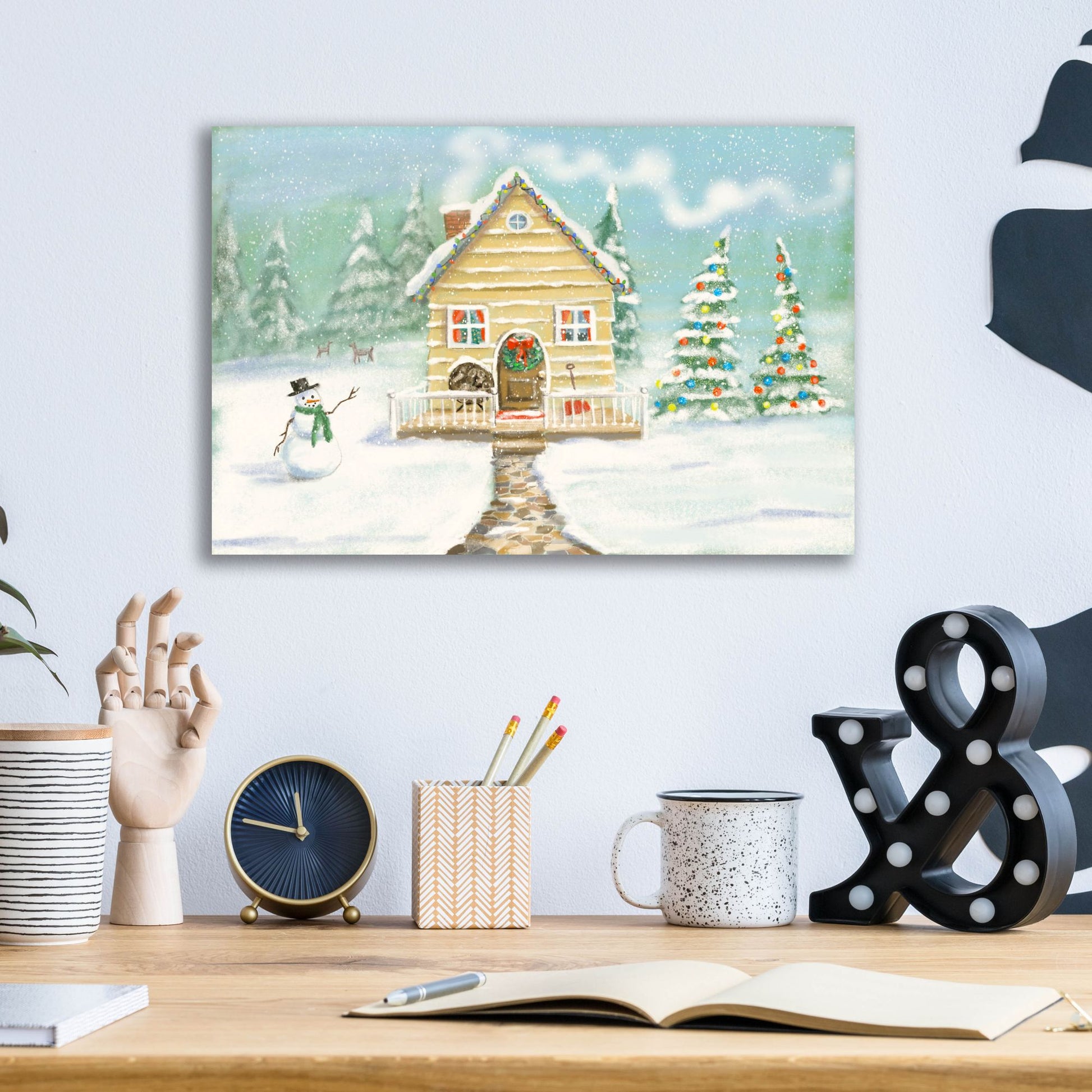 Epic Art 'Christmas Little House' by Christine Rotolo, Acrylic Glass Wall Art,16x12