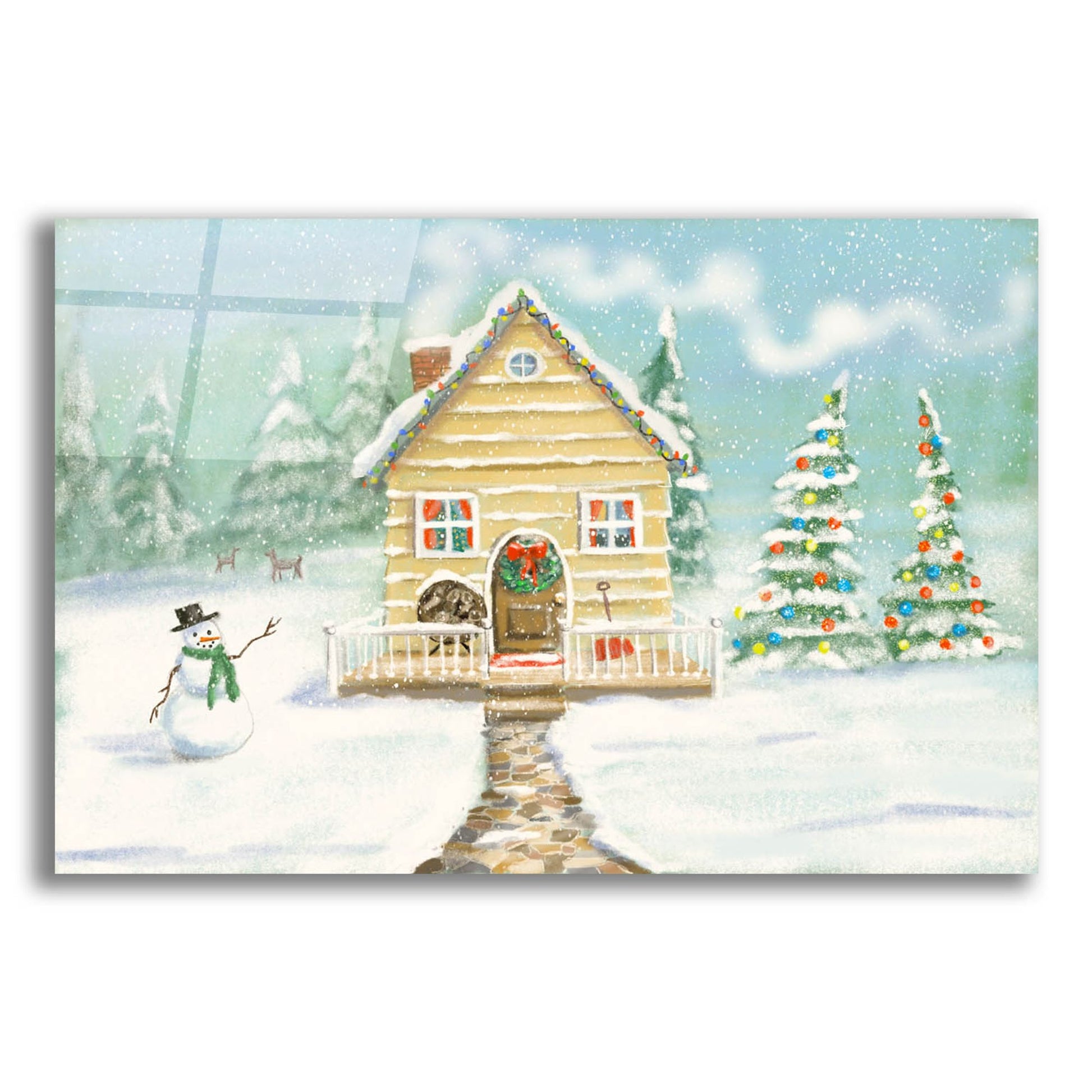 Epic Art 'Christmas Little House' by Christine Rotolo, Acrylic Glass Wall Art,16x12