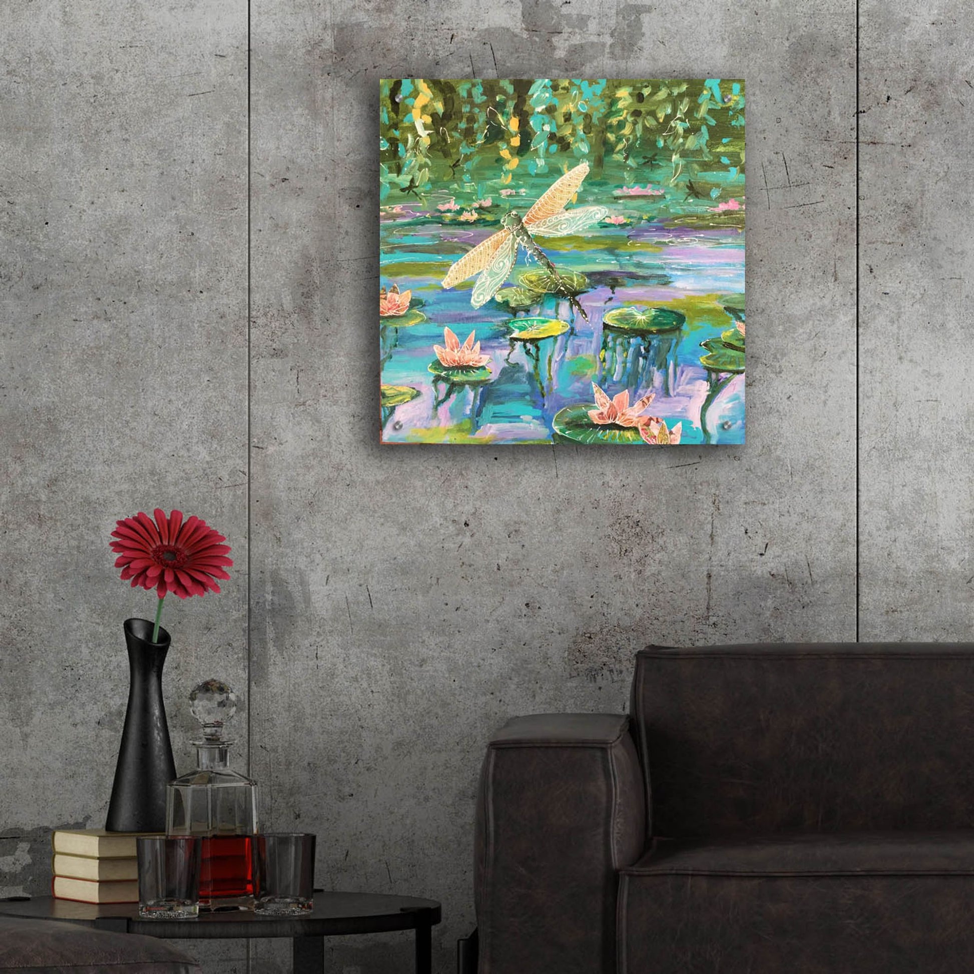 Epic Art 'Mixed Media Dragonfly' by Christine Rotolo, Acrylic Glass Wall Art  –